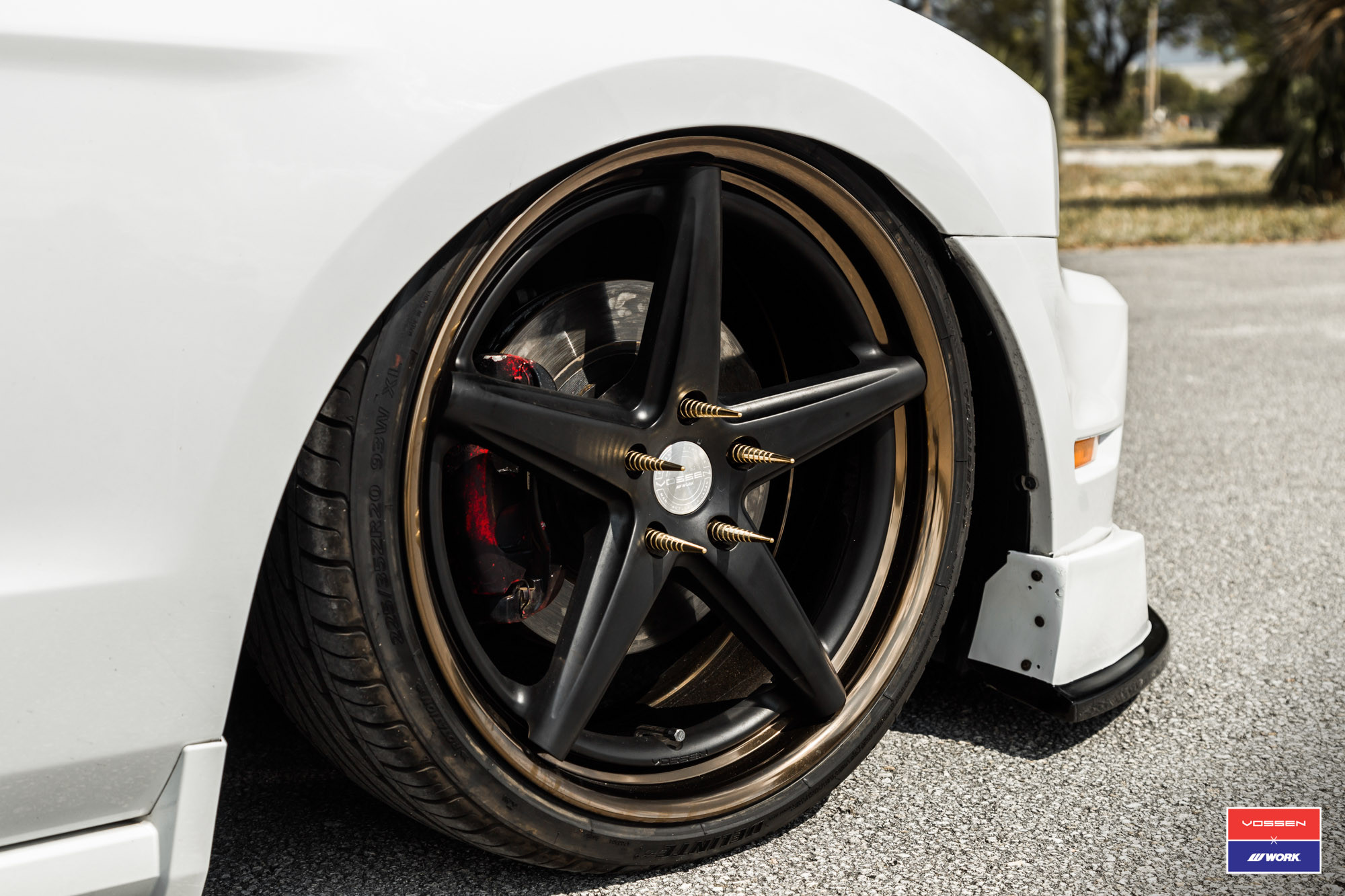 White Ford Mustang with Gloss Bronze Vossen Wheels - Photo by Vossen