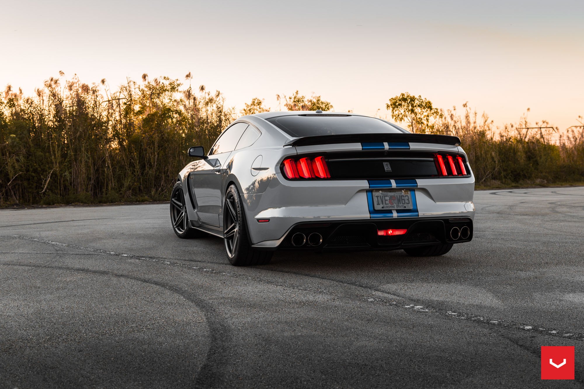 Gray Ford Mustang with Custom Rear Diffuser - Photo by Vossen.
