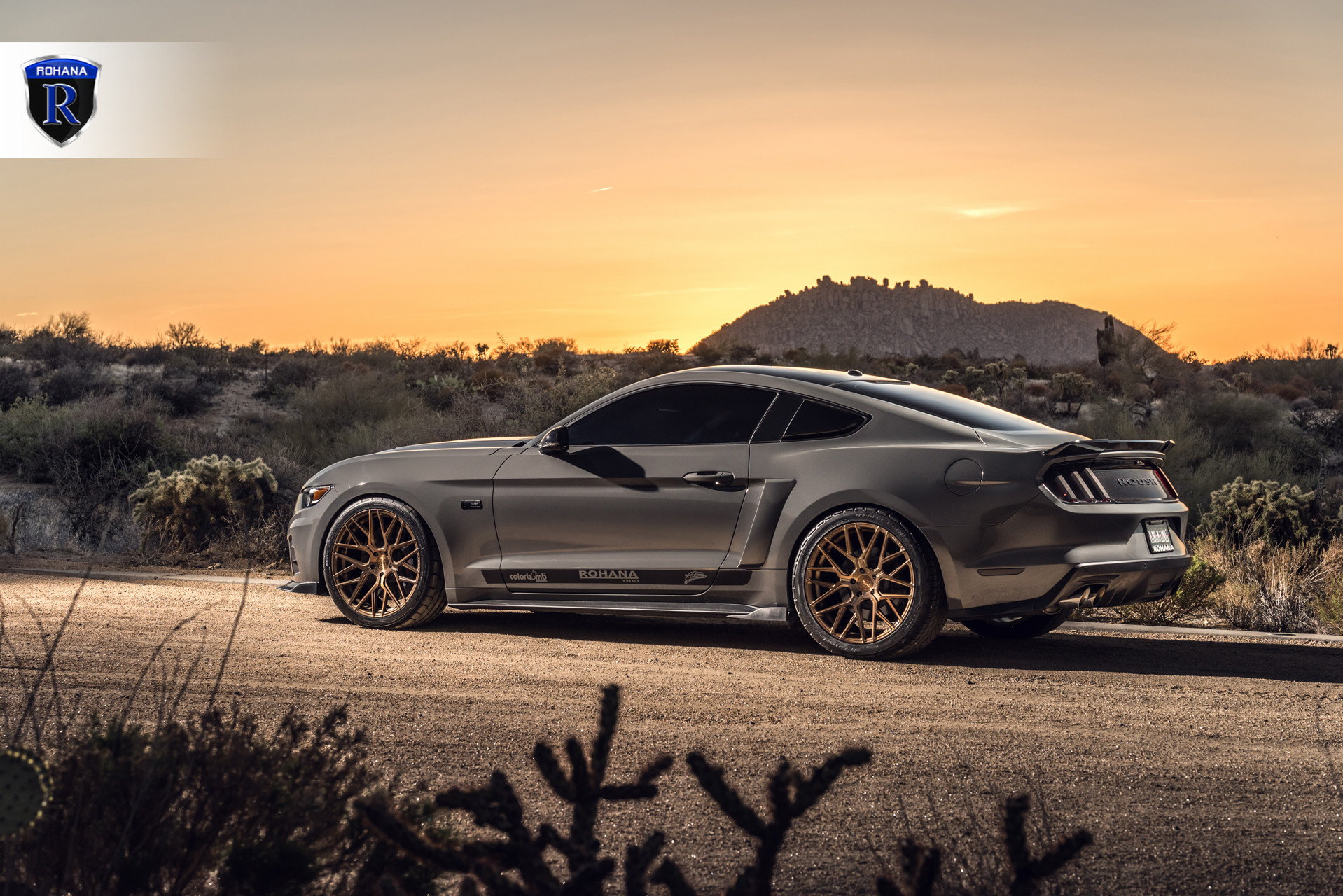 Gray Ford Mustang with Gold Rohana Wheels - Photo by Rohana Wheels