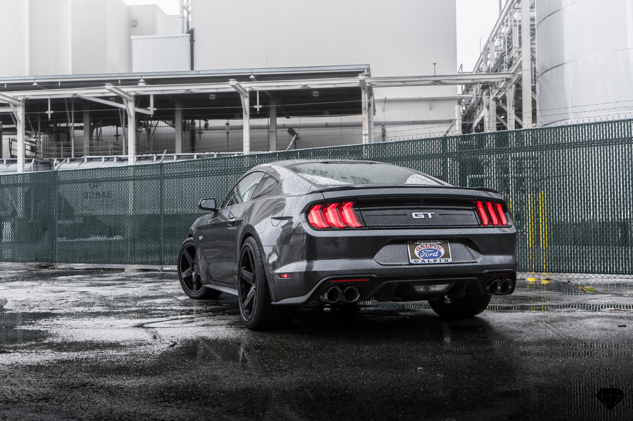 Custom Gray Ford Mustang GT Rear Lip Spoiler - Photo by Blaque Diamond Wheels