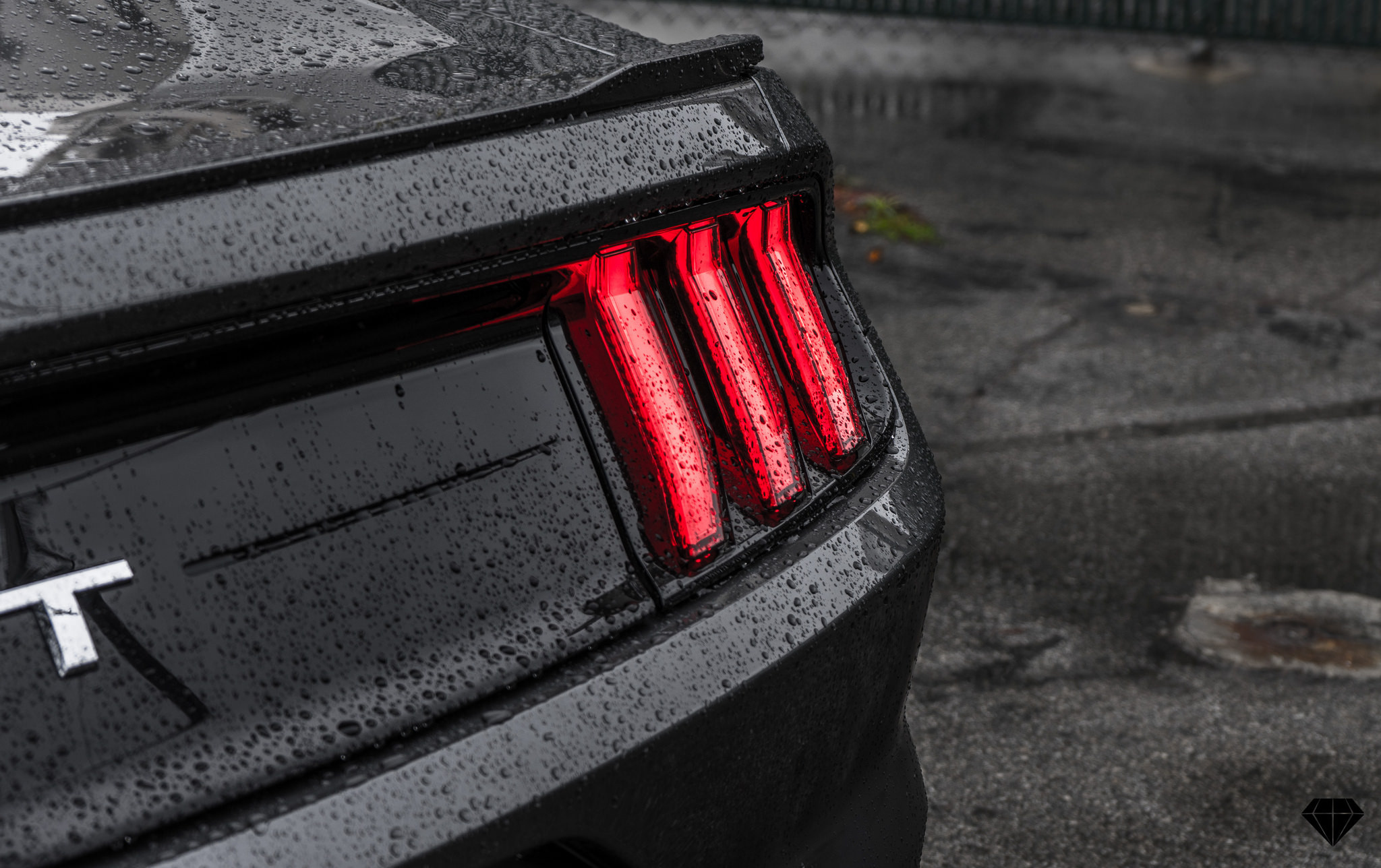 Gray Ford Mustang GT with Custom Red Taillights - Photo by Blaque Diamond Wheels