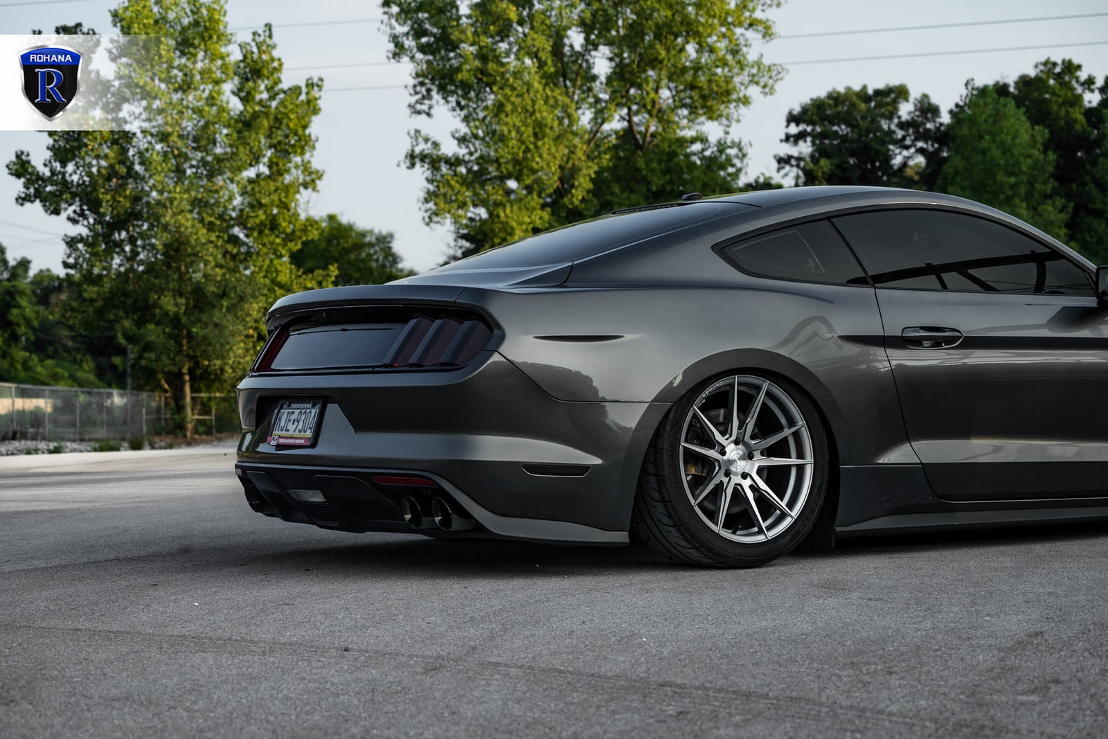 Potenza Tires on Gray Ford Mustang 5.0 - Photo by Rohana Wheels