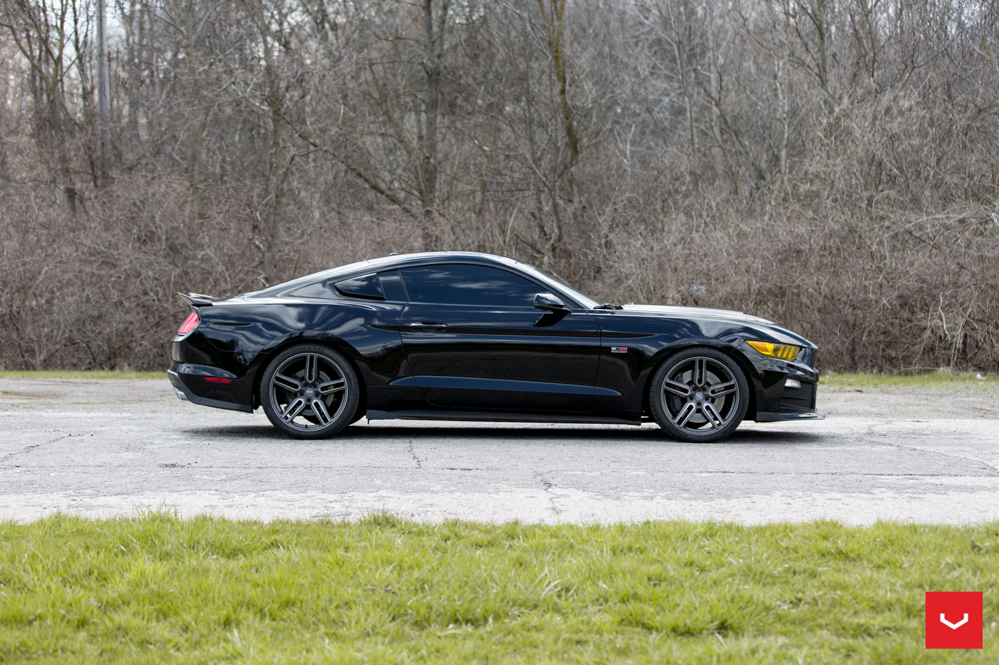 Custom Black Ford Mustang Roush Side Skirts - Photo by Vossen