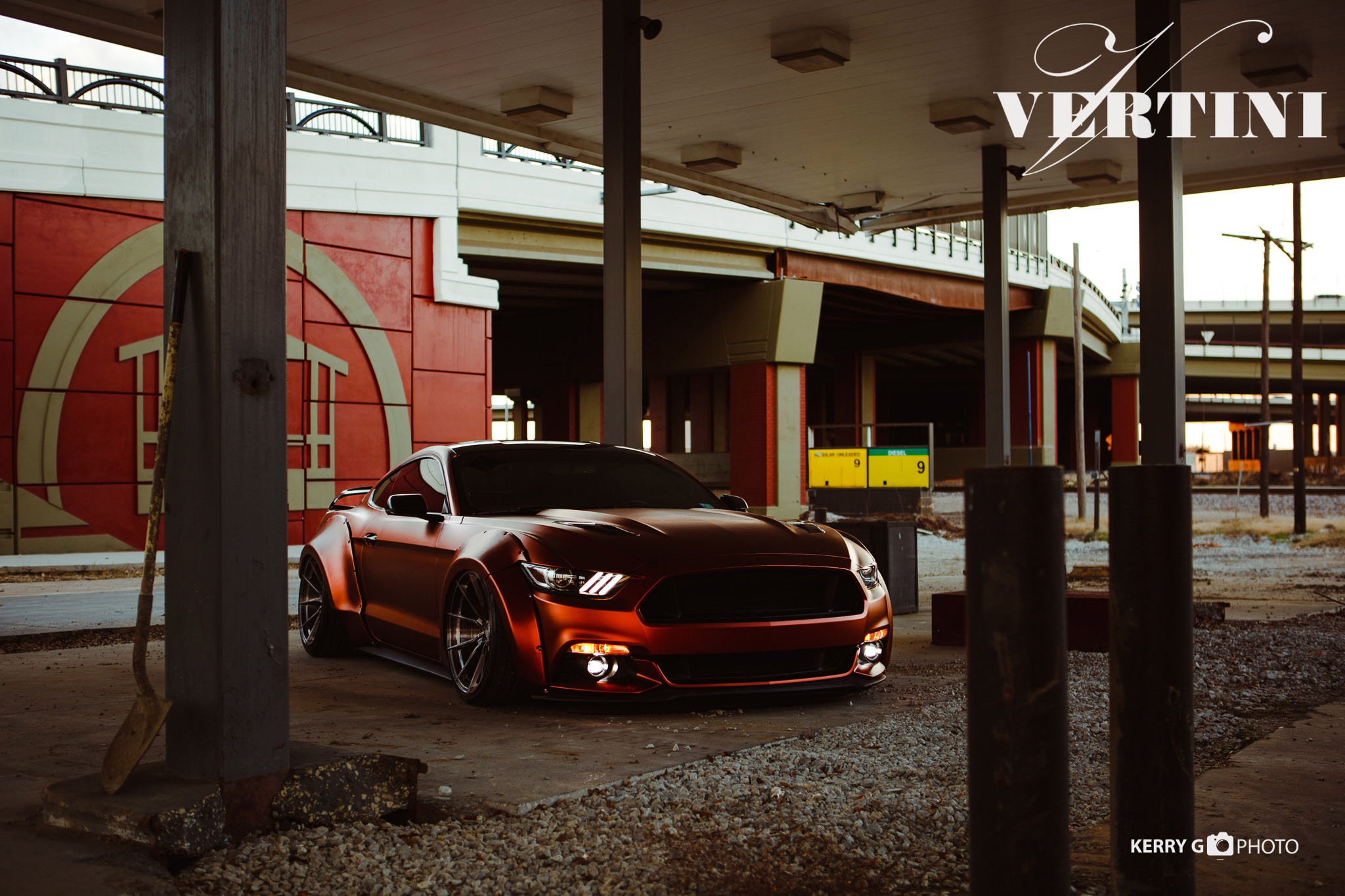 Orange Ford Mustang with Custom Vertini Wheels - Photo by Vertini Wheels