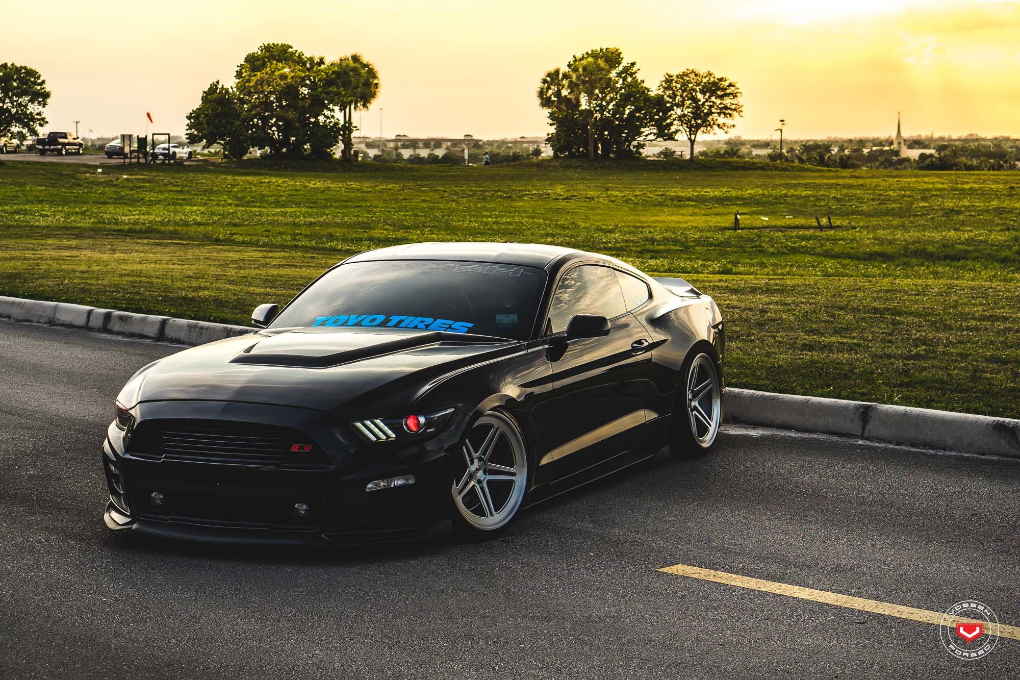 Ford Mustang Stanced On Vossen Forged Wheels - Photo by Vossen.