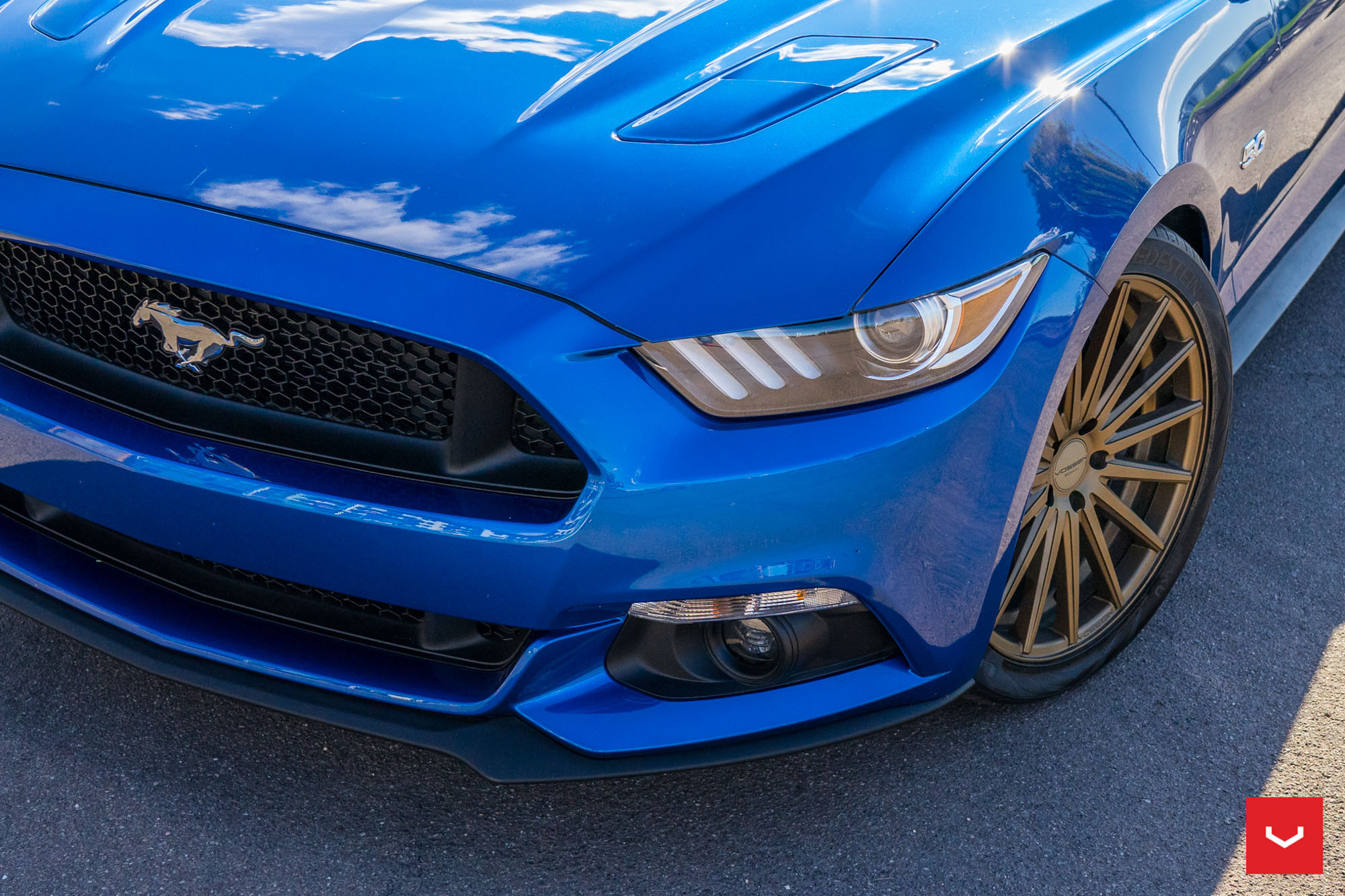 Blue Ford Mustang With Bronze Vossen Rims - Photo by Vossen