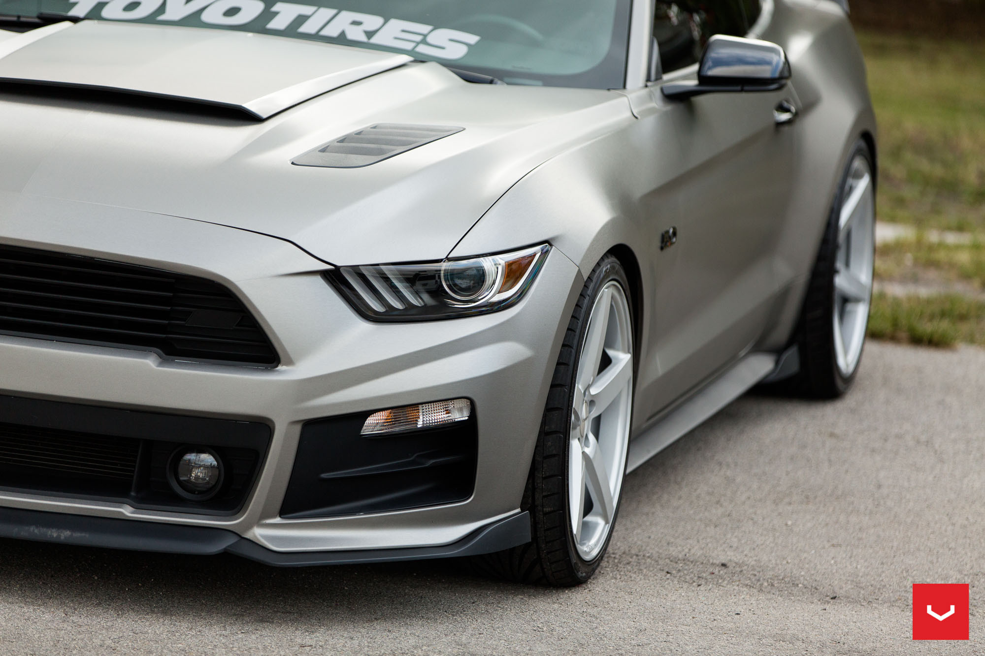 Satin Gray Matte Wrap on Ford Mustang GT - Photo by Vossen
