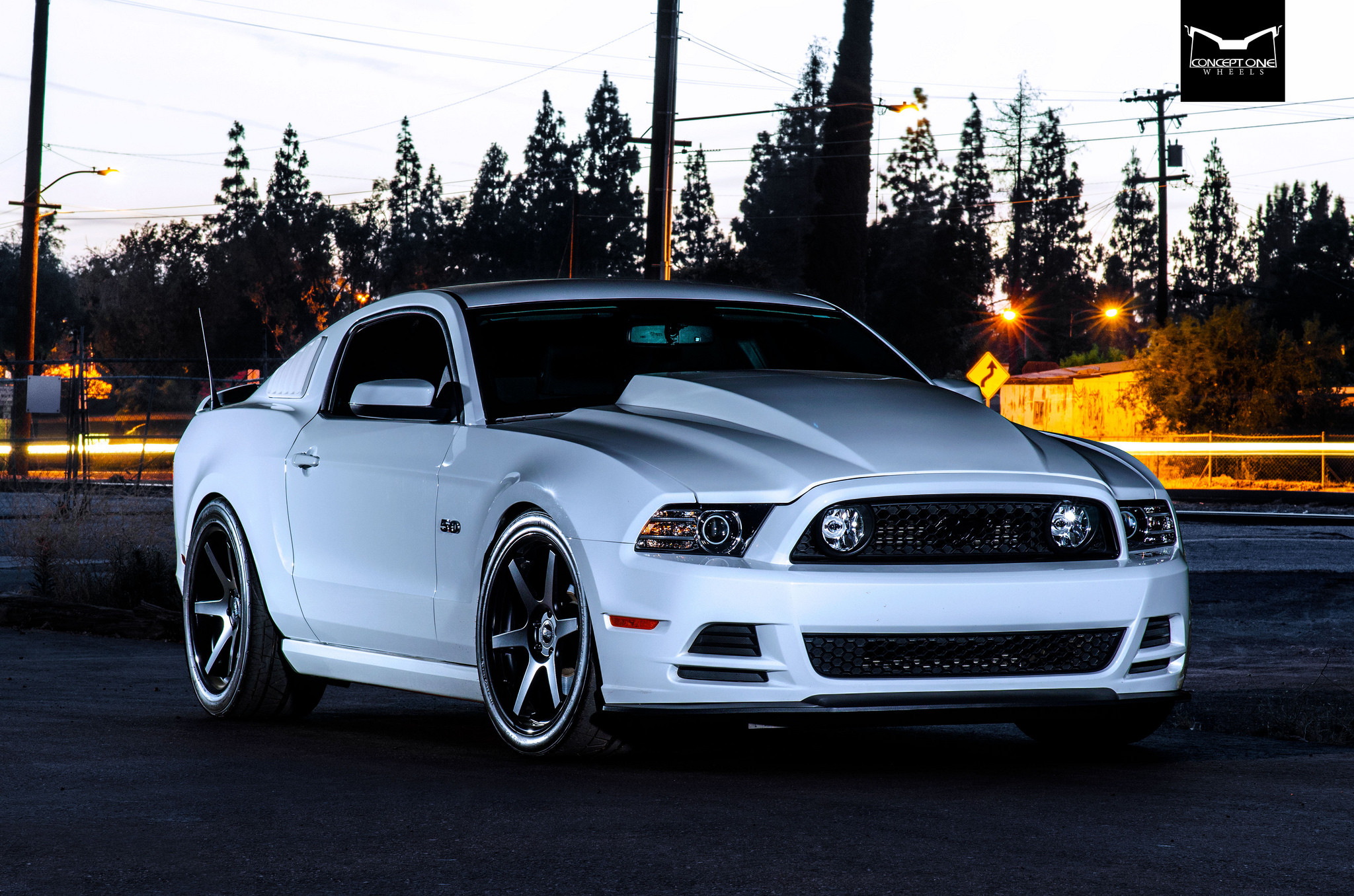 White Ford Mustang GT With Side Window Louvers - Photo by Concept One