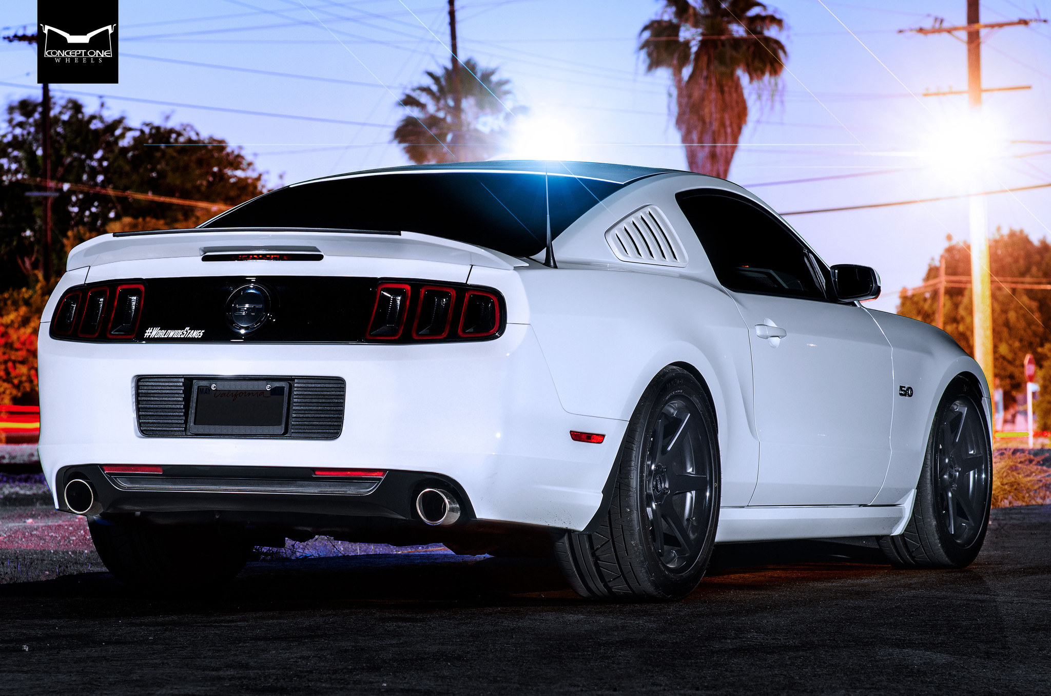 White Ford Mustang With Black Taillights - Photo by Concept One