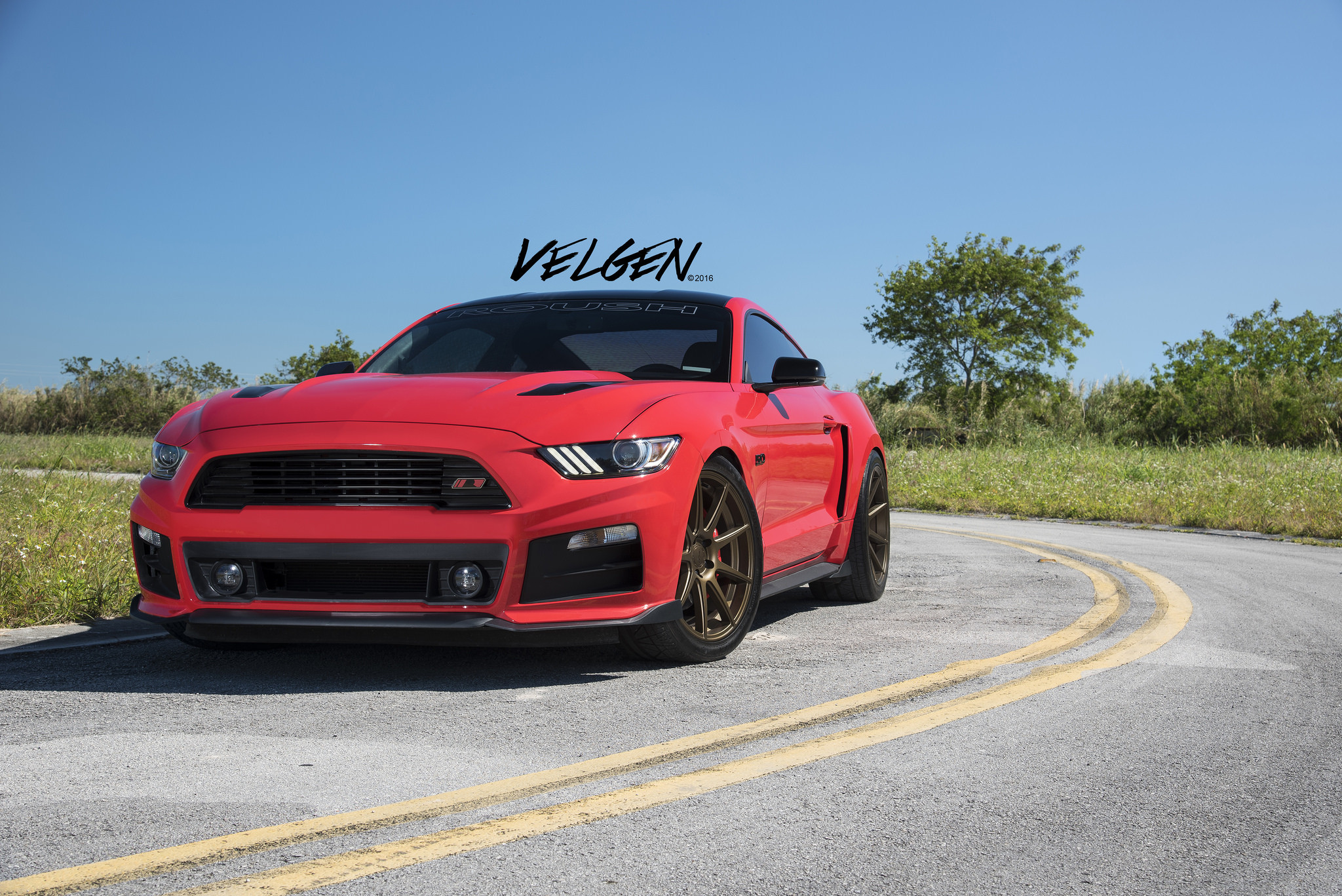 Red Ford Mustang GT with Bronze Velgen Custom Wheels - Photo by Velgen