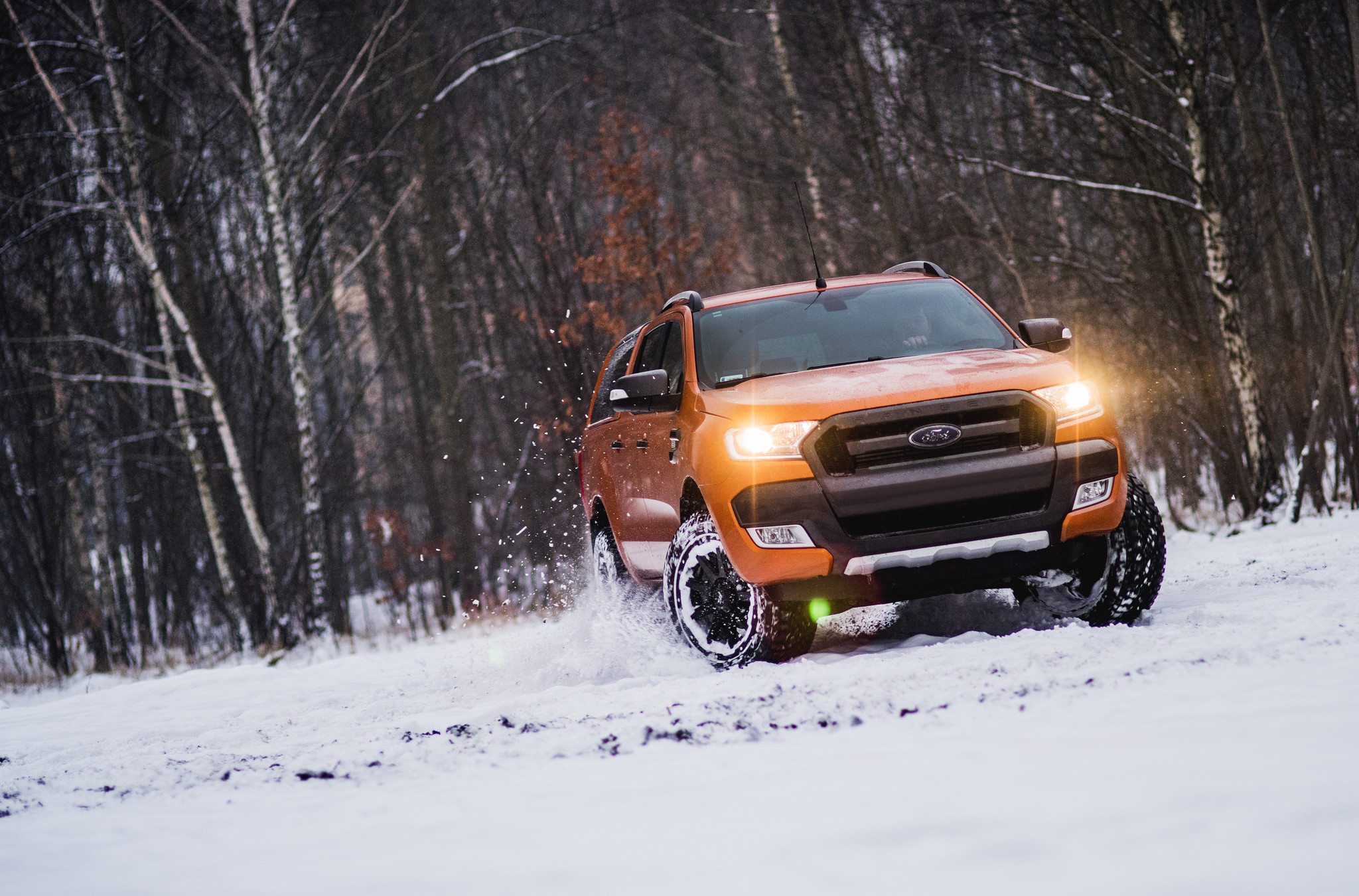 Aftermarket Front Bumper Guard on Orange Ford Ranger - Photo by JR Wheels