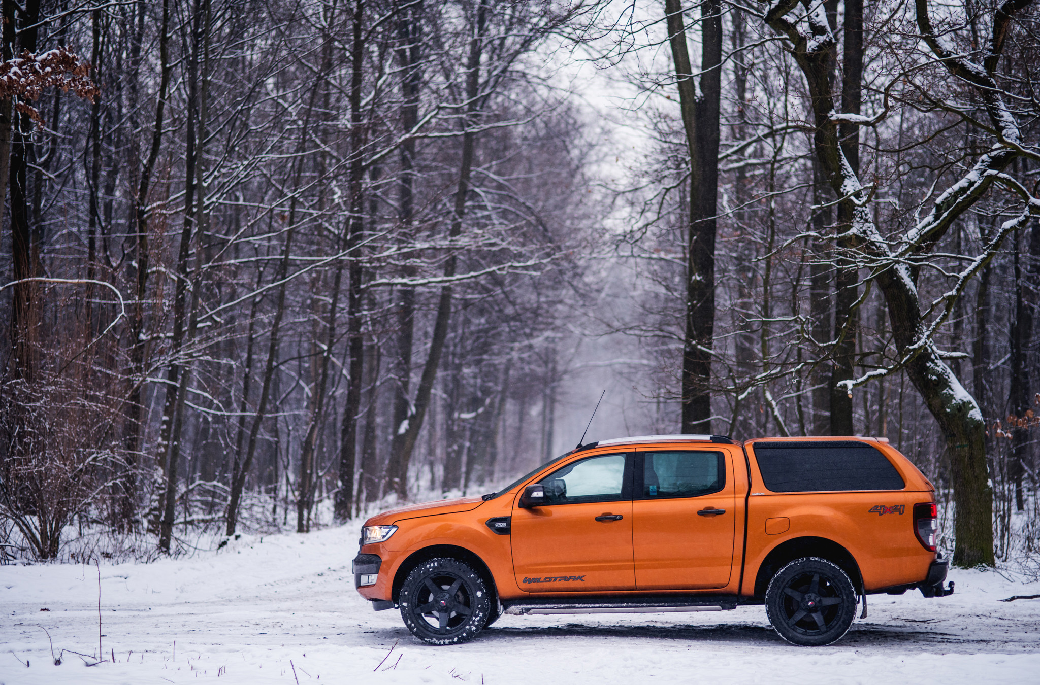 Black JR Wheels on Orange Ford Ranger 4x4 - Photo by JR Wheels