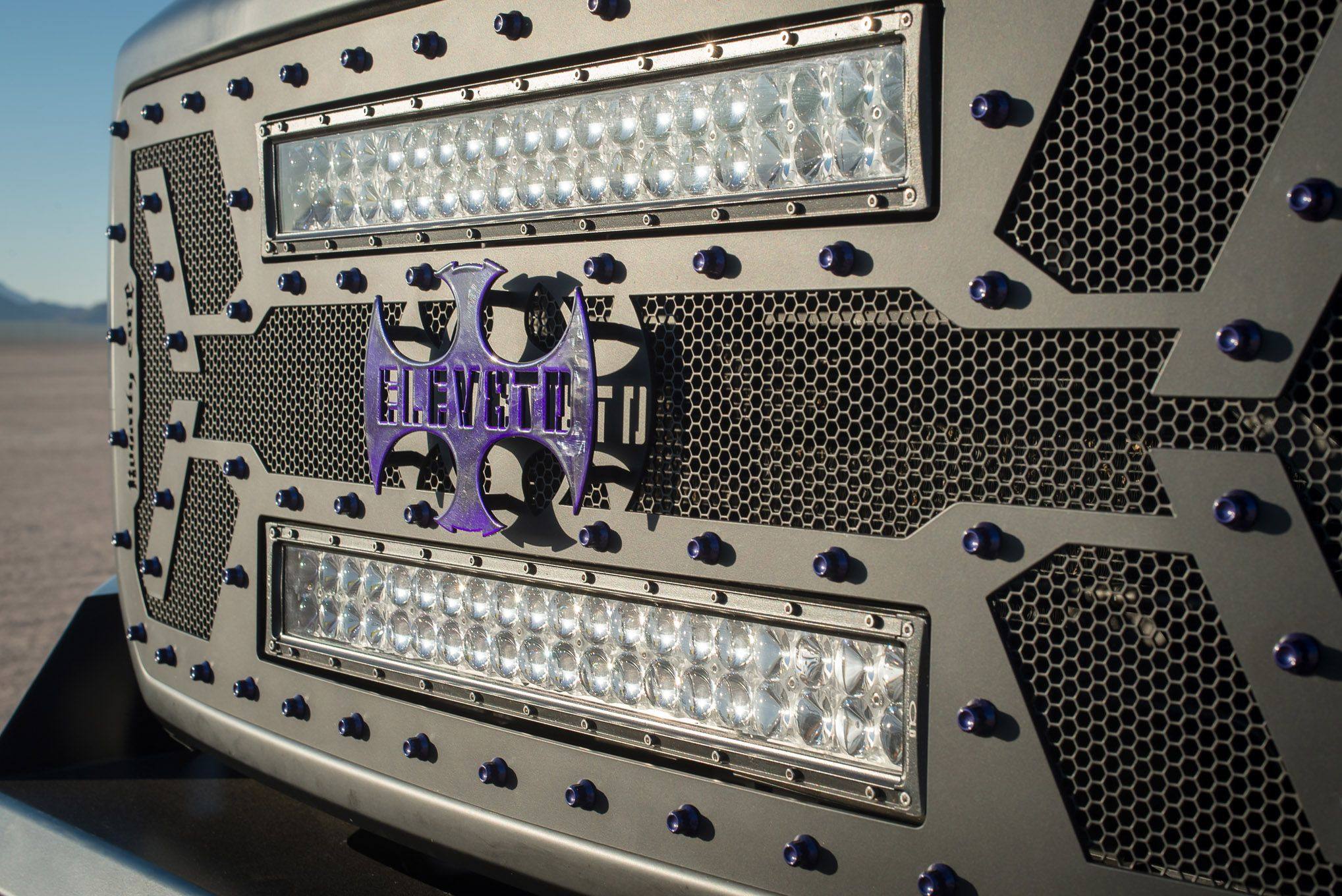 Royalty Core LED Mesh Grille on Lifted GMC Sierra - Photo by Eddie Maloney, Glenn Elliott