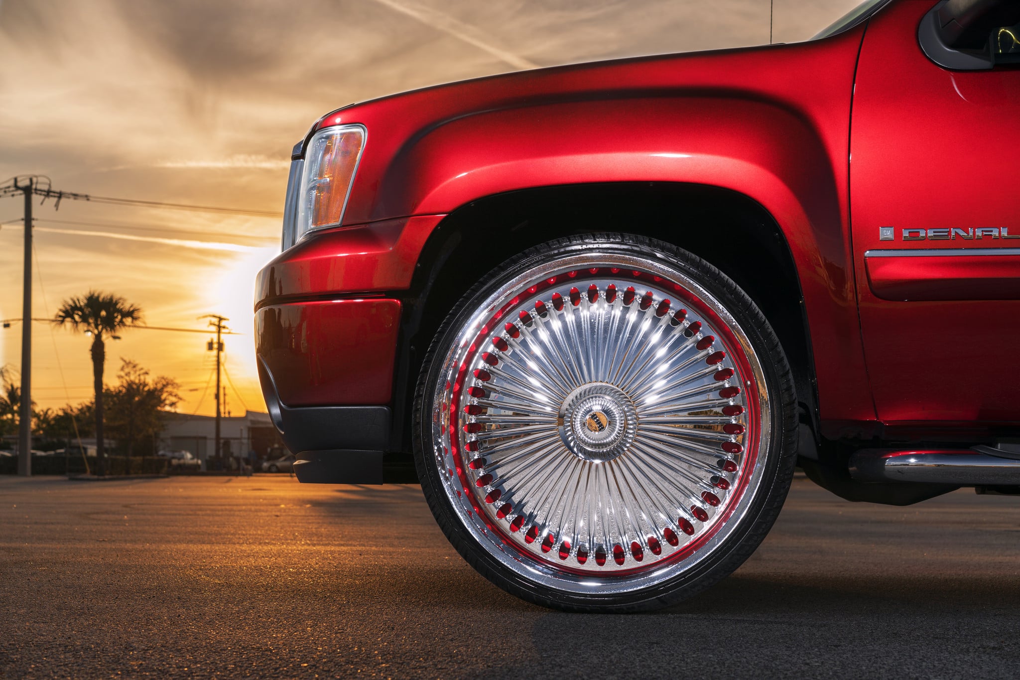 Red GMC Sierra Denali on Custom DUB Rims - Photo by DUB