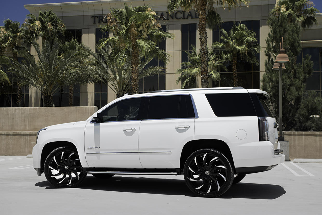 Custom Roofline Spoiler on White GMC Yukon - Photo by Lexani