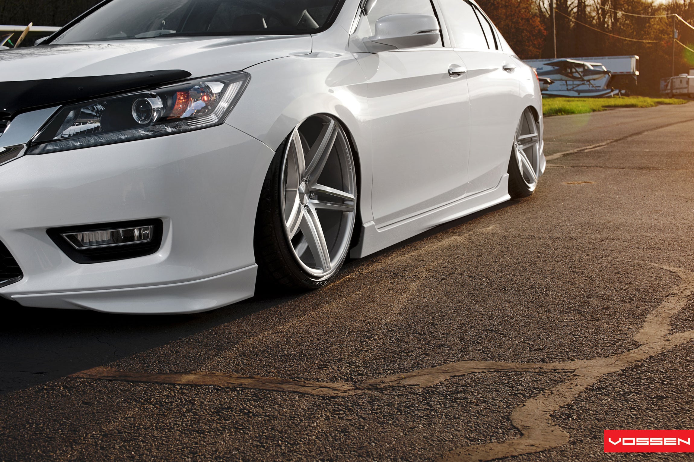 White Honda Accord with Bug Deflector - Photo by Vossen