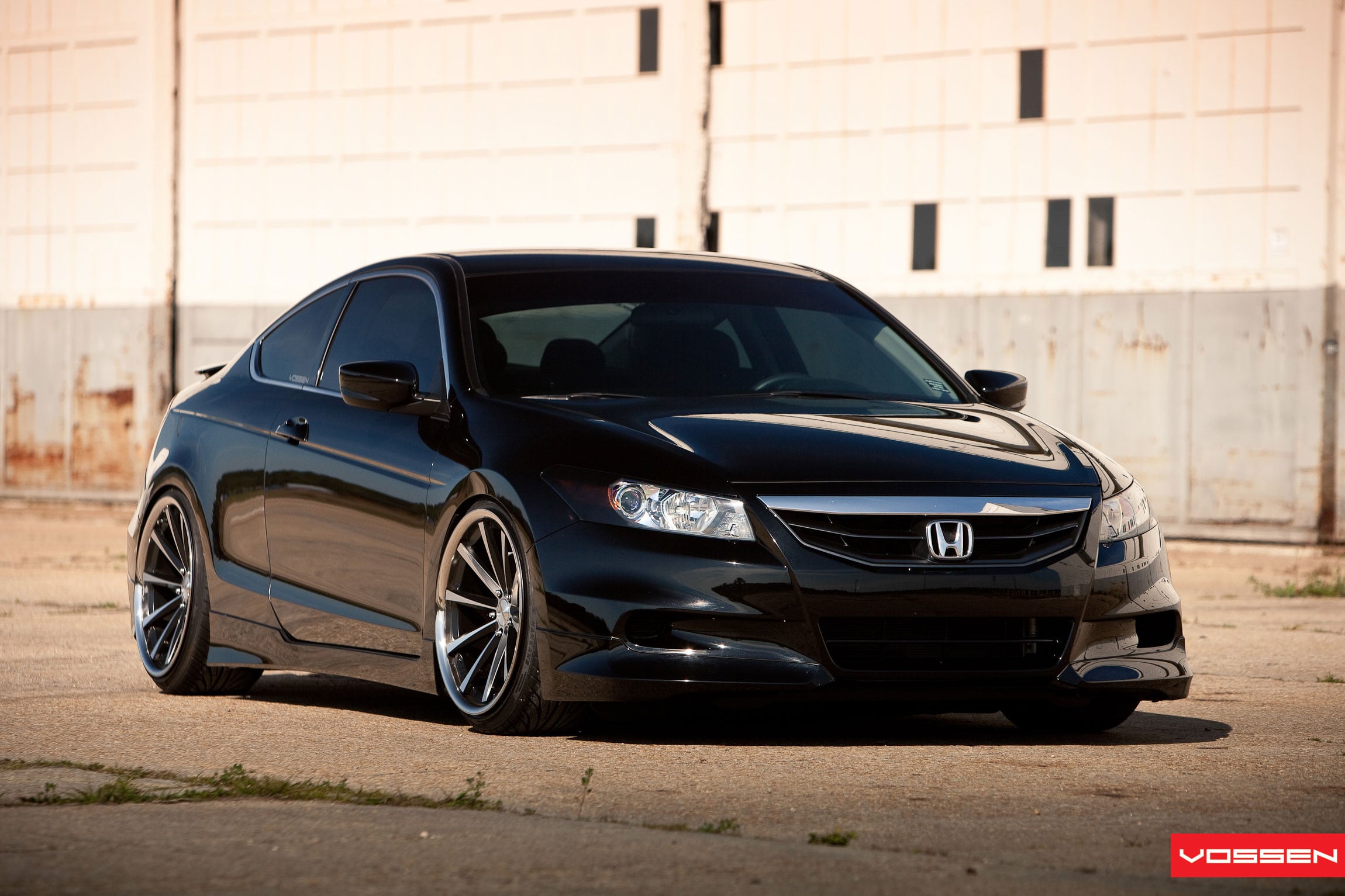 Custom Front Bumper Lips on Black Honda Accord - Photo by Vossen