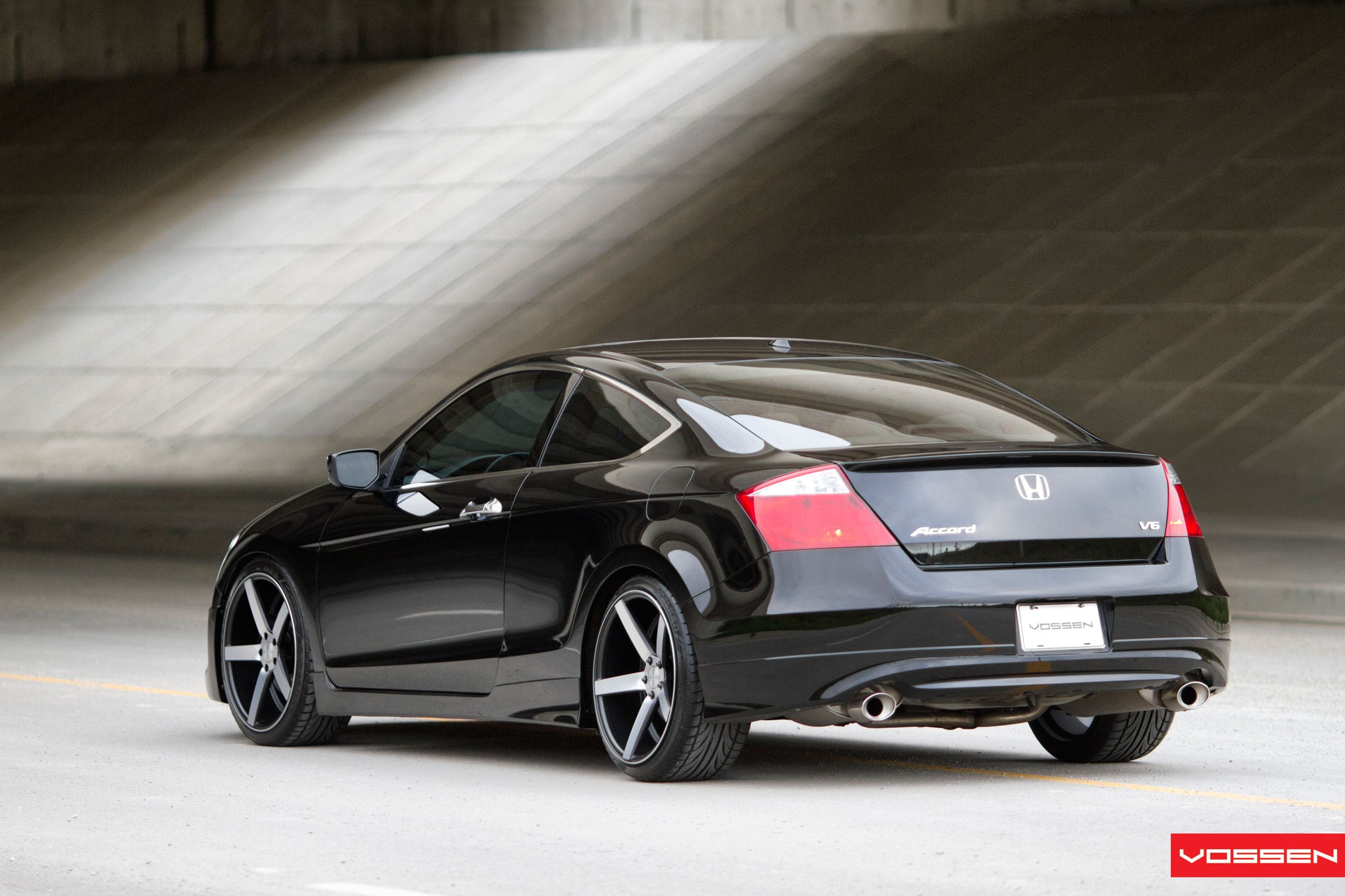 Black Honda Accord V6 with Red LED Taillights - Photo by Vossen