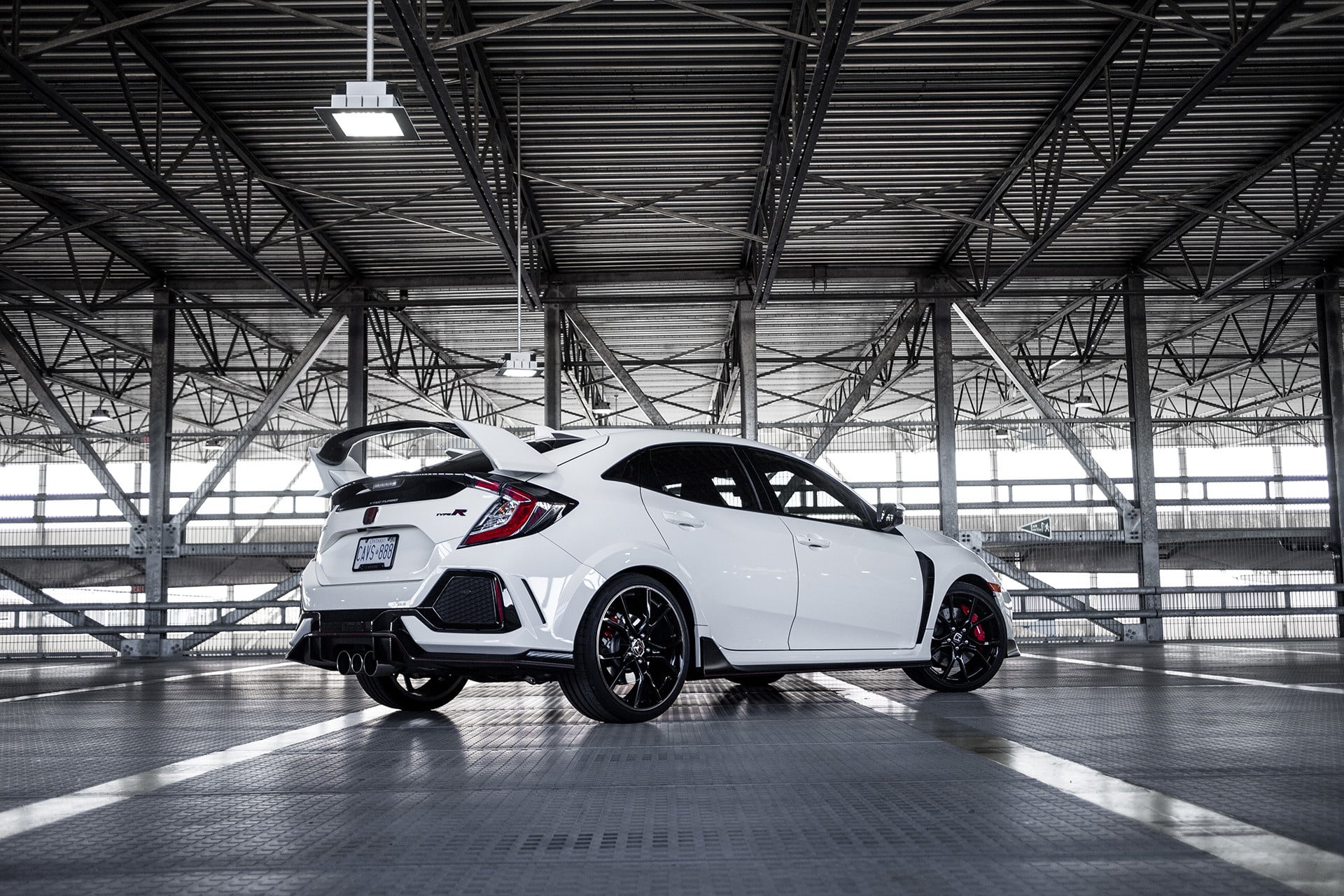 Custom Style Rear Spoiler on White Honda Civic - Photo by Vossen
