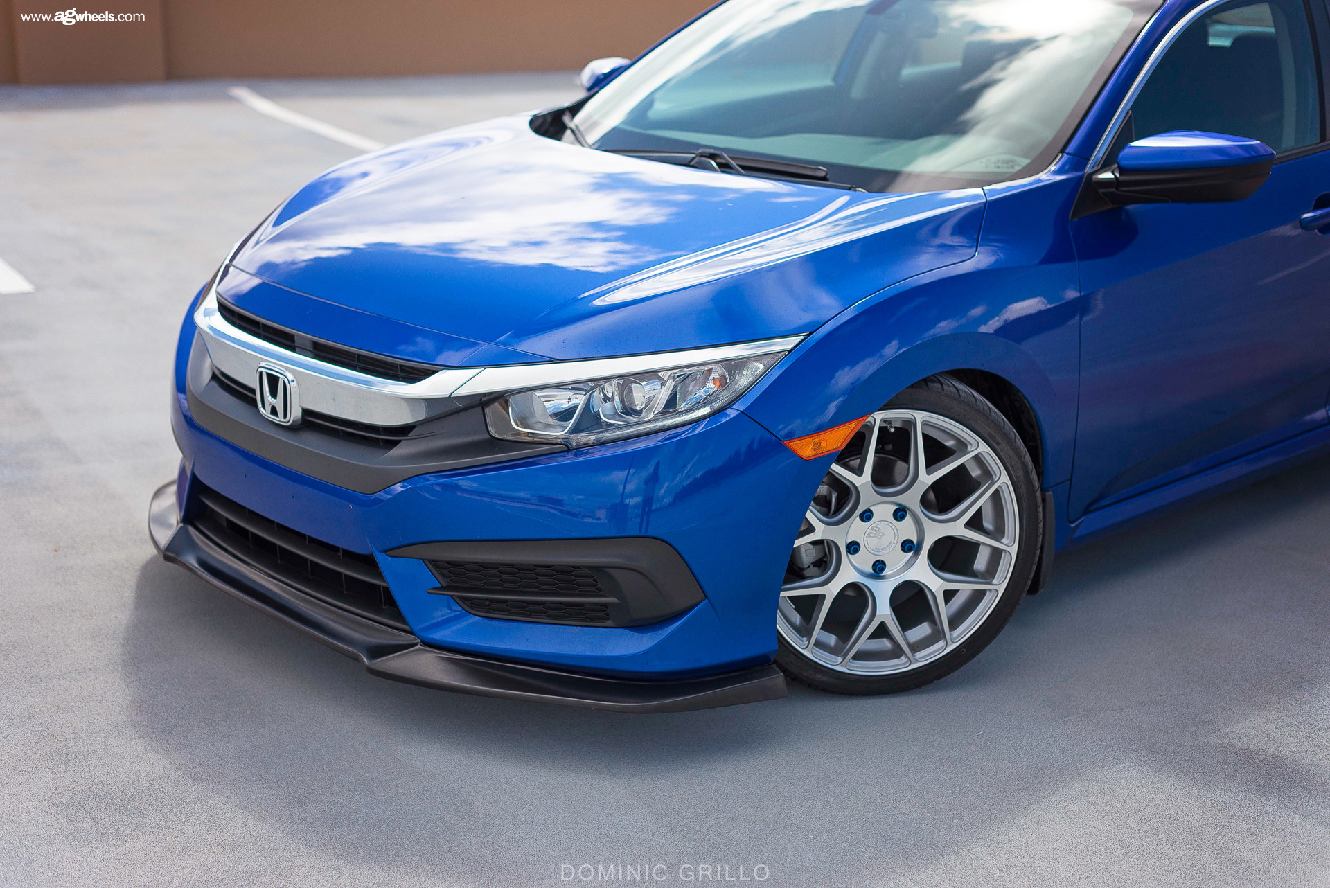 Blue Honda Civic with Polished Avant Garde Wheels - Photo by Avant Garde Wheels