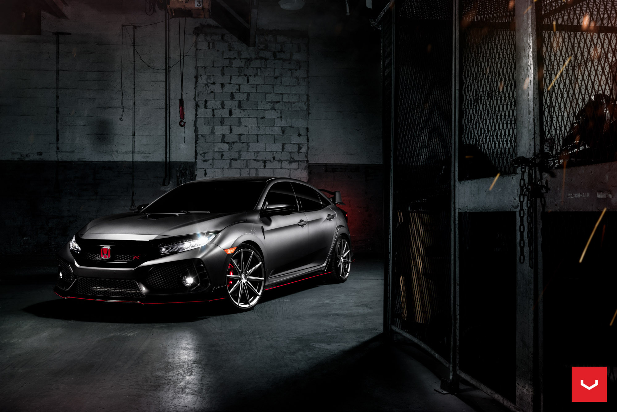 Custom Gray Honda Civic Type R with Red Accents - Photo by Vossen