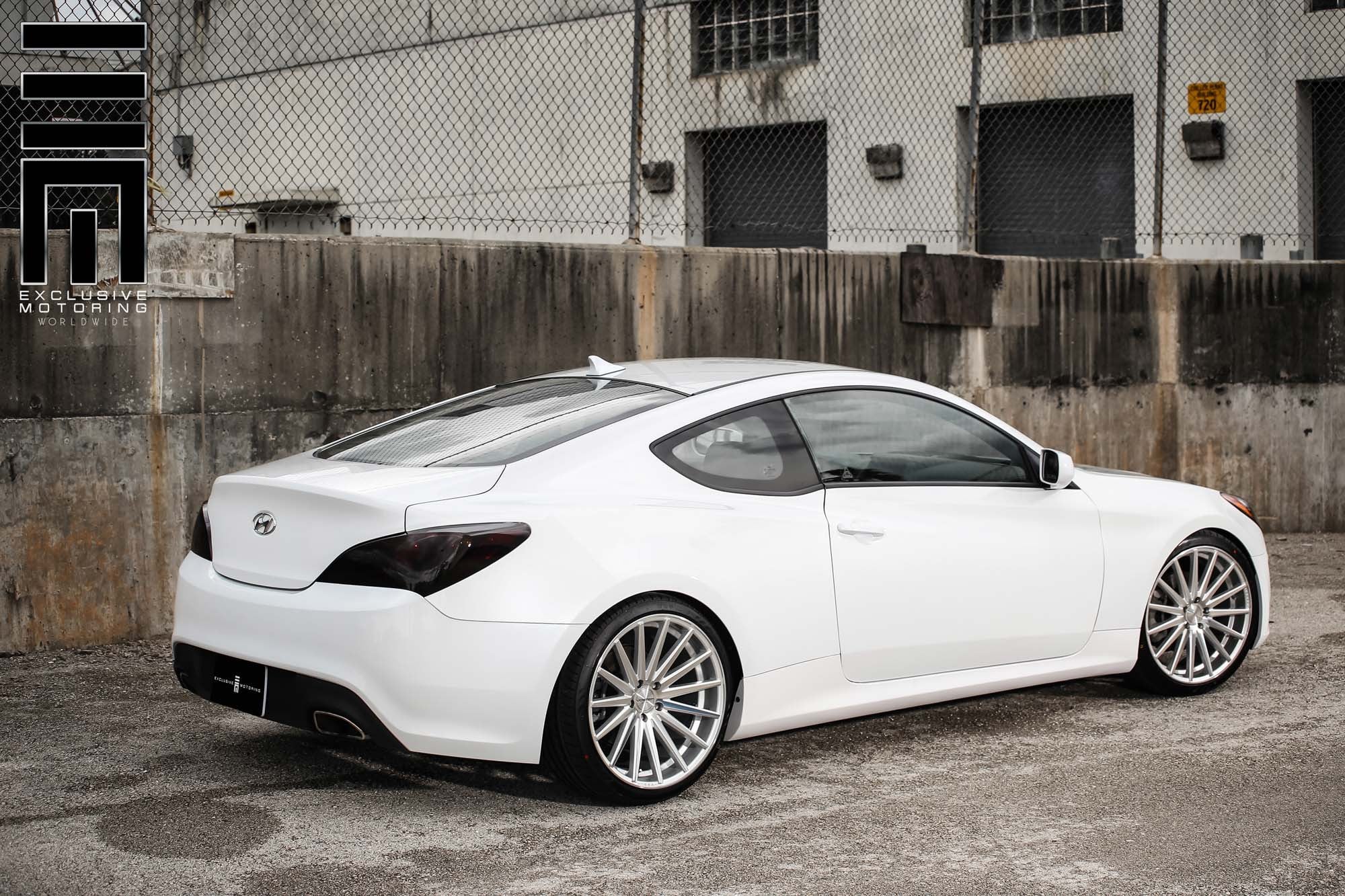Custom Black LED Taillights on White Hyundai Genesis Coupe - Photo by Vossen