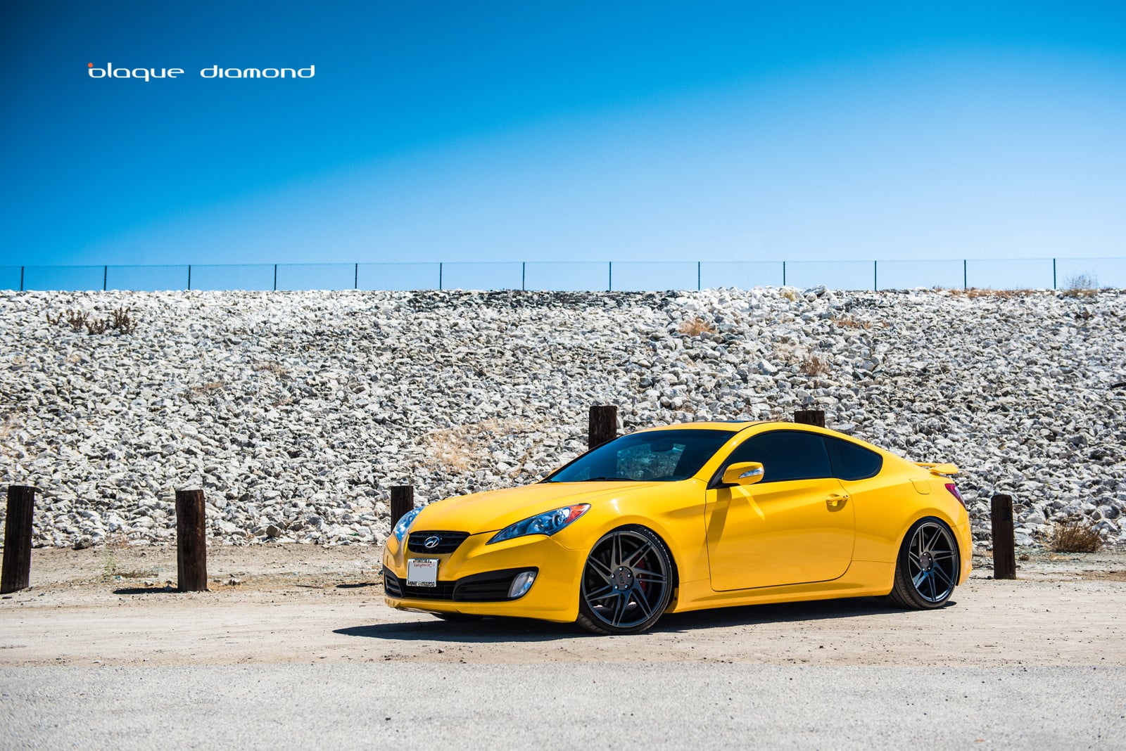 Yellow Hyundai Genesis Coupe with Aftermarket Headlights - Photo by Blaque Diamond
