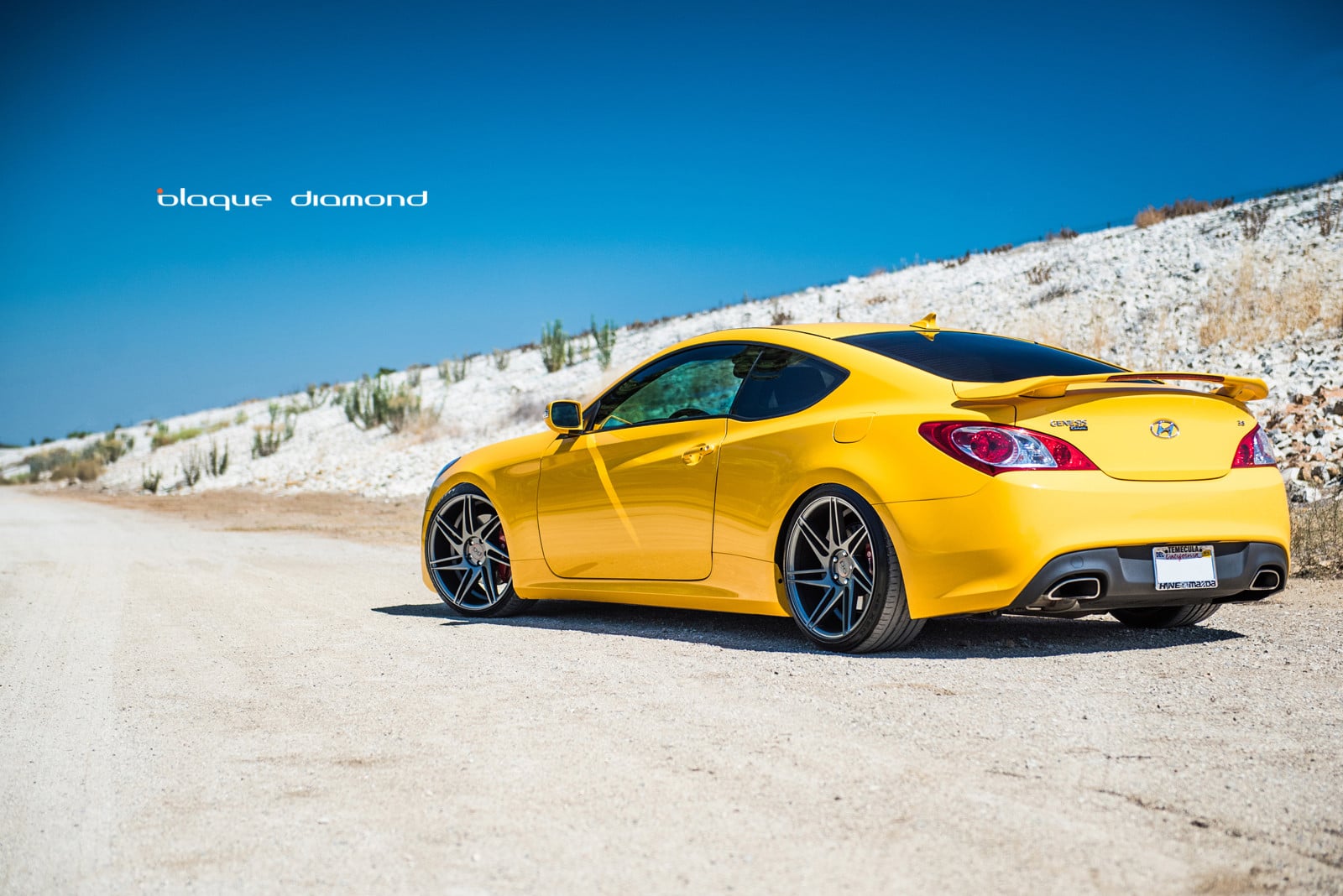Custom Rear Spoiler on Yellow Hyundai Genesis Coupe - Photo by Blaque Diamond