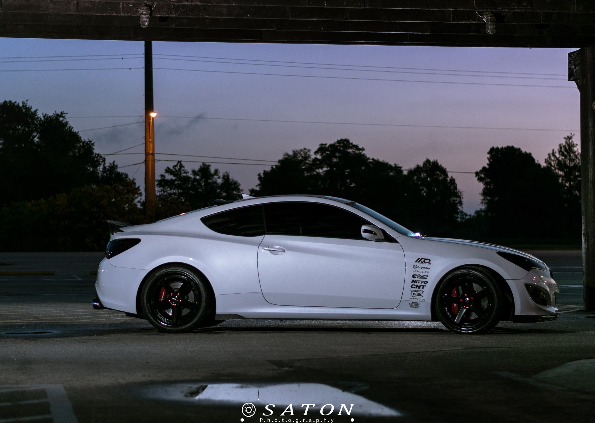 White Hyundai Genesis Coupe with Red LED Taillights - Photo by Saton Photography