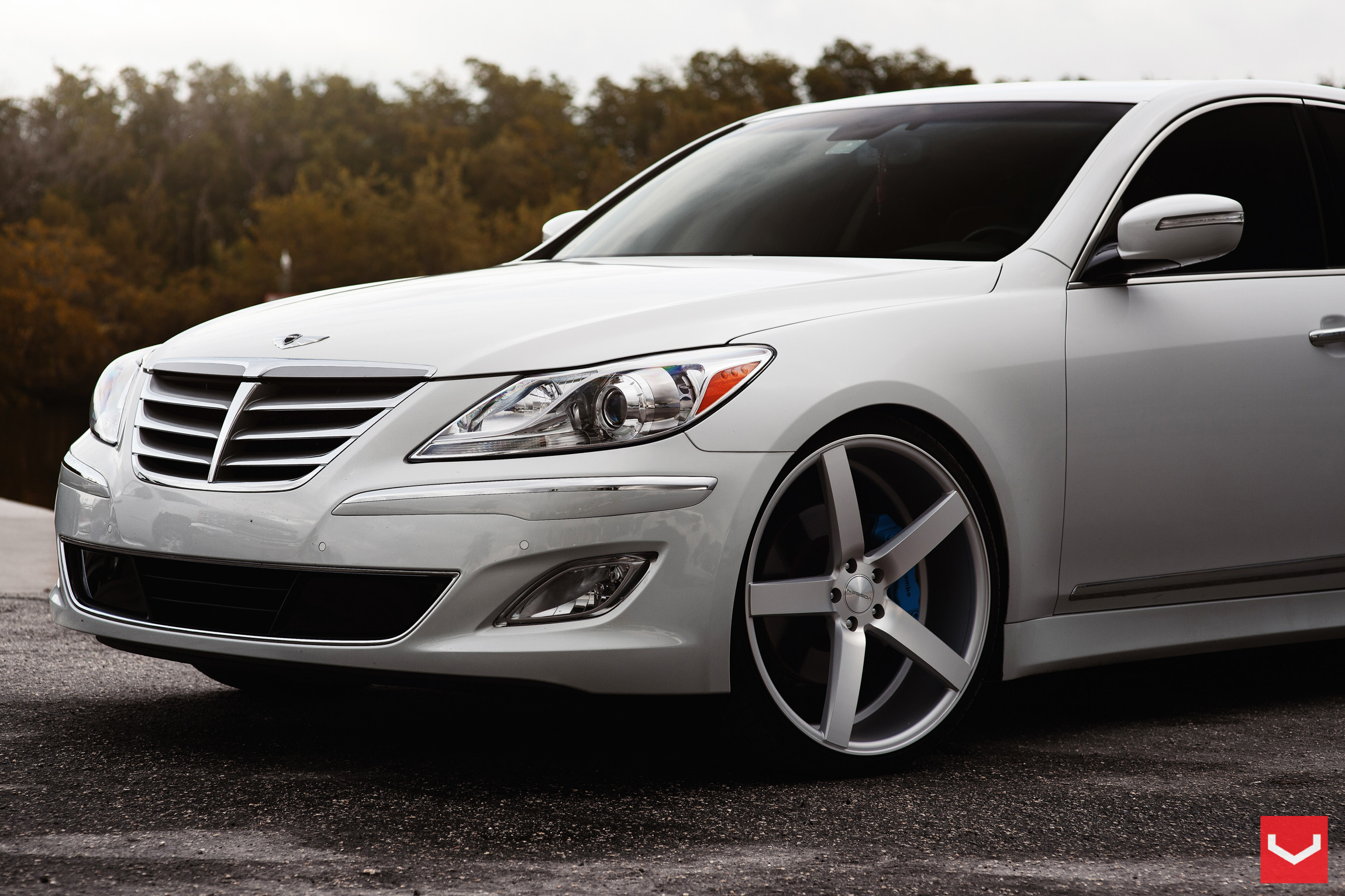 Vossen Rims with Blue Brembo Brakes on Hyundai Genesis - Photo by Vossen