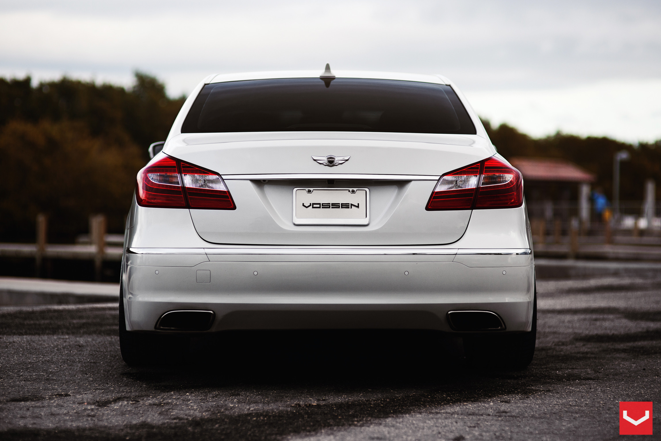 Custom Chrome Trim on White Hyundai Genesis - Photo by Vossen