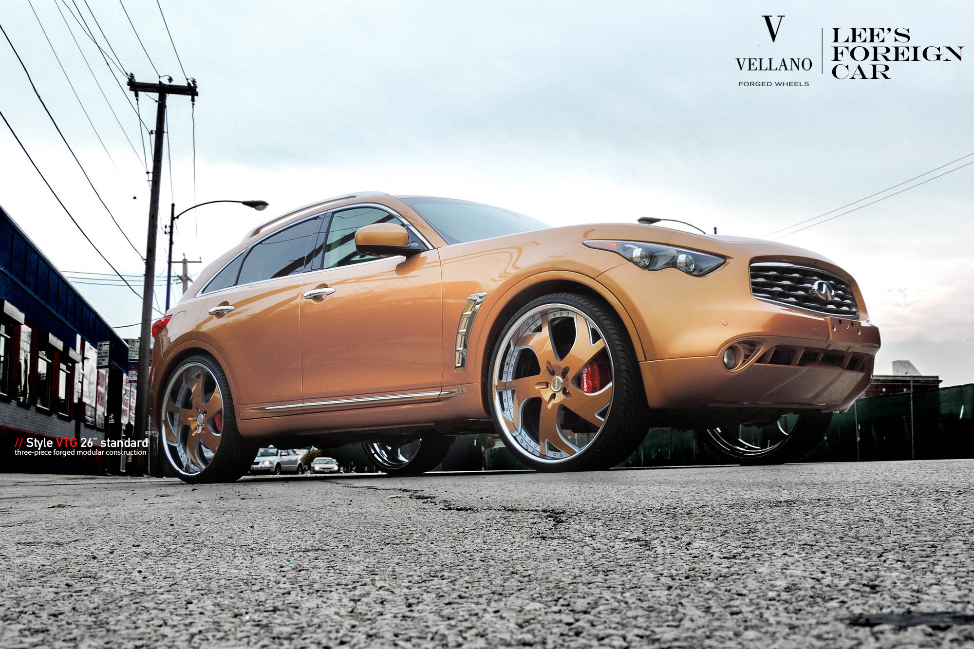 Custom Chrome Grille on Orange Jaguar FX50 - Photo by Vellano