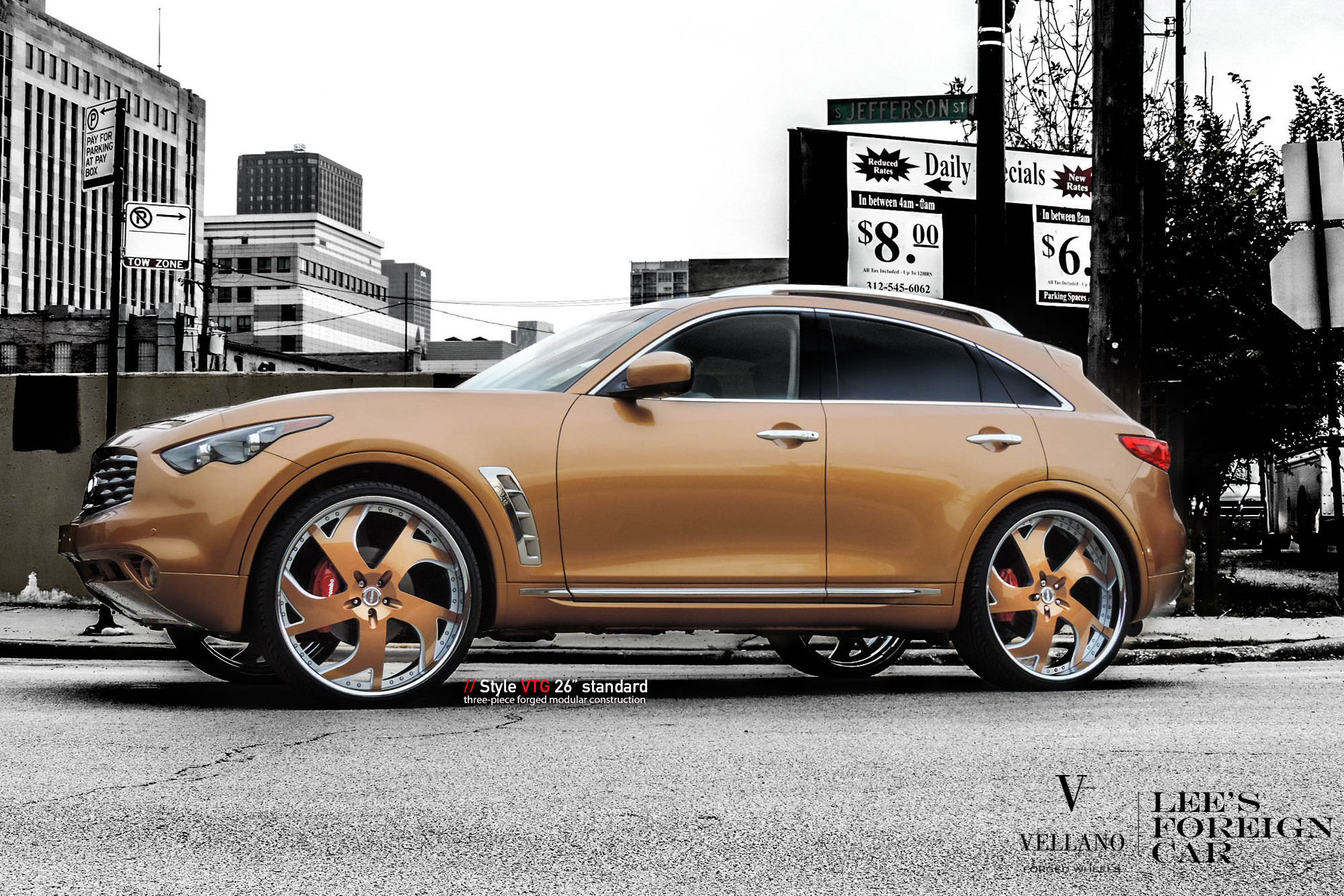 Orange Jaguar FX50 with Custom Headlights - Photo by Vellano