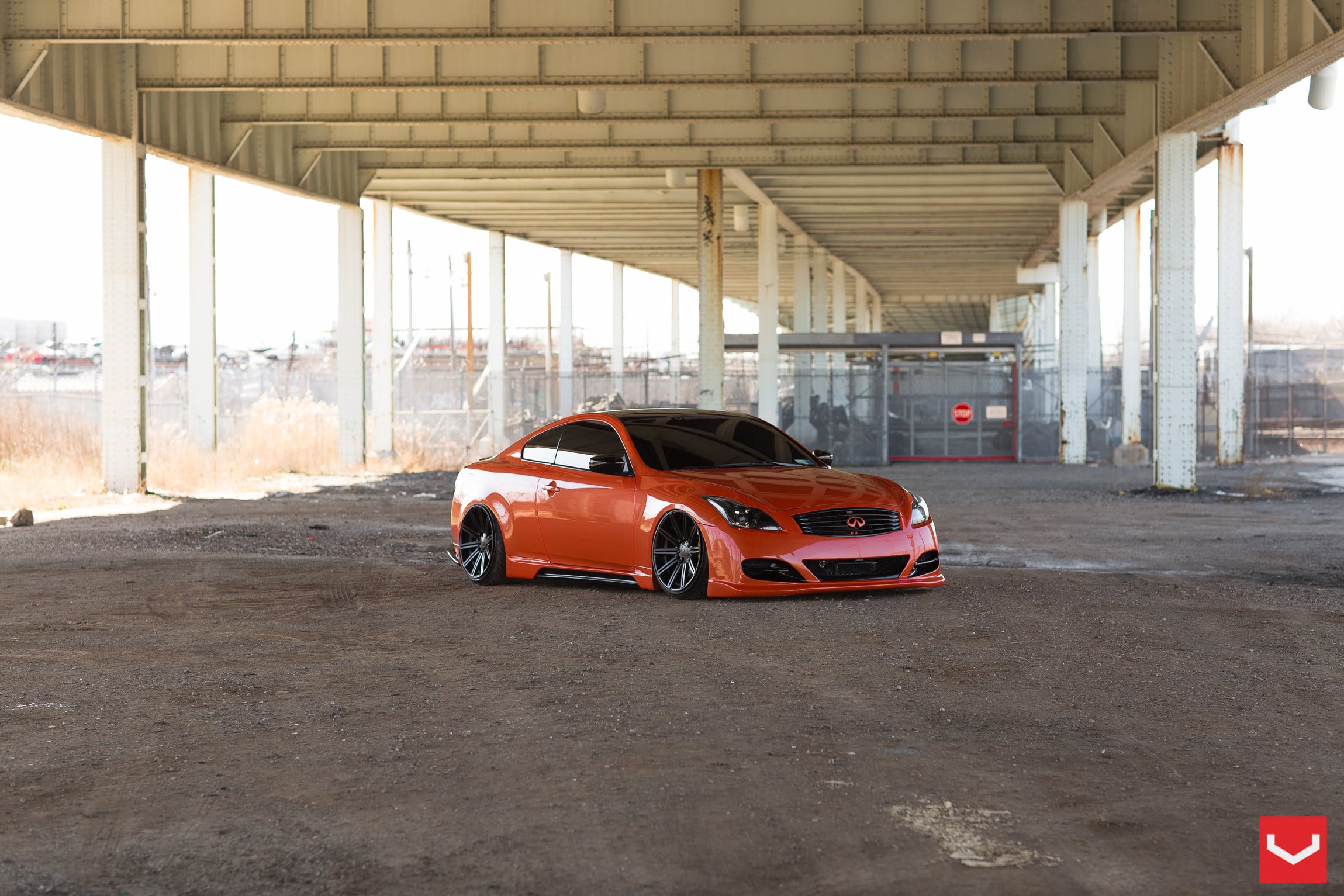 Orange Infiniti G37 with Aftermarket Front Bumper - Photo by Vossen
