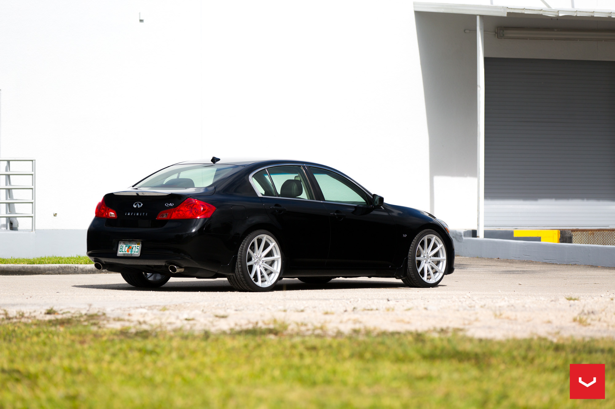 Custom Rear Diffuser on Black Infiniti G37 - Photo by Vossen