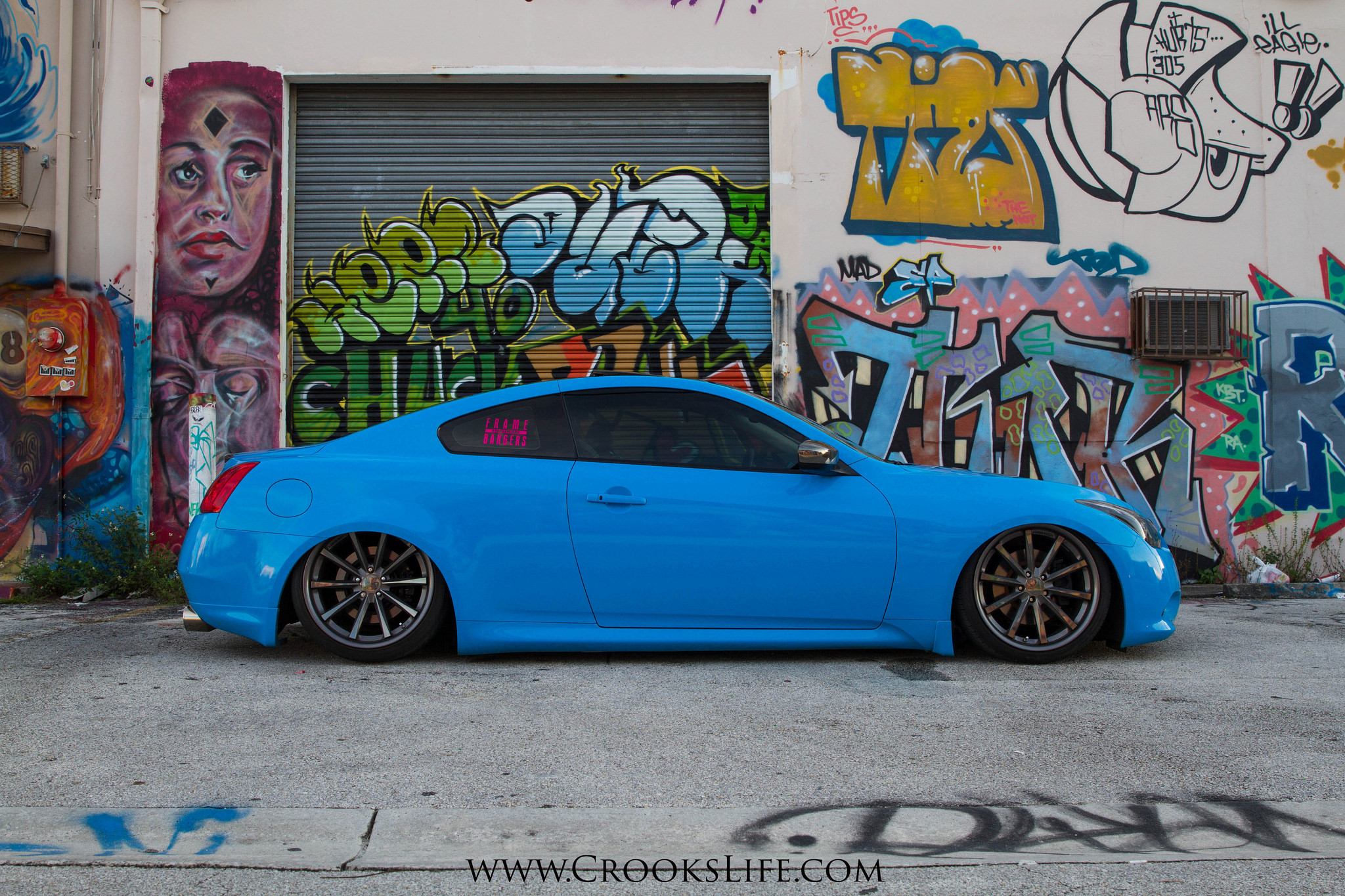 Custom Blue Stanced Infiniti G37 Side Skirts - Photo by Jimmy Crook