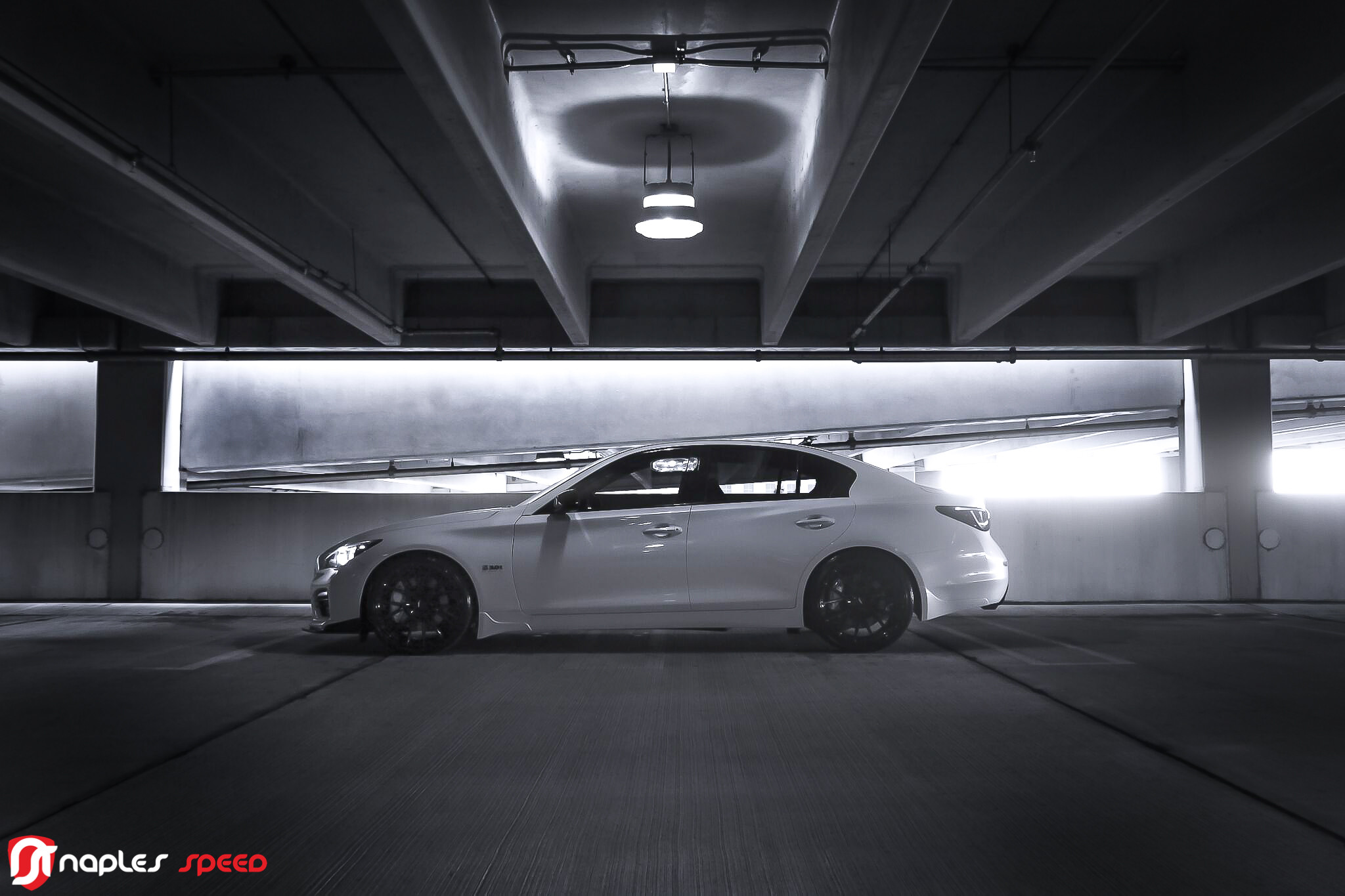 Custom Black Infiniti Q50 Side Skirts - Photo by Naples Speed