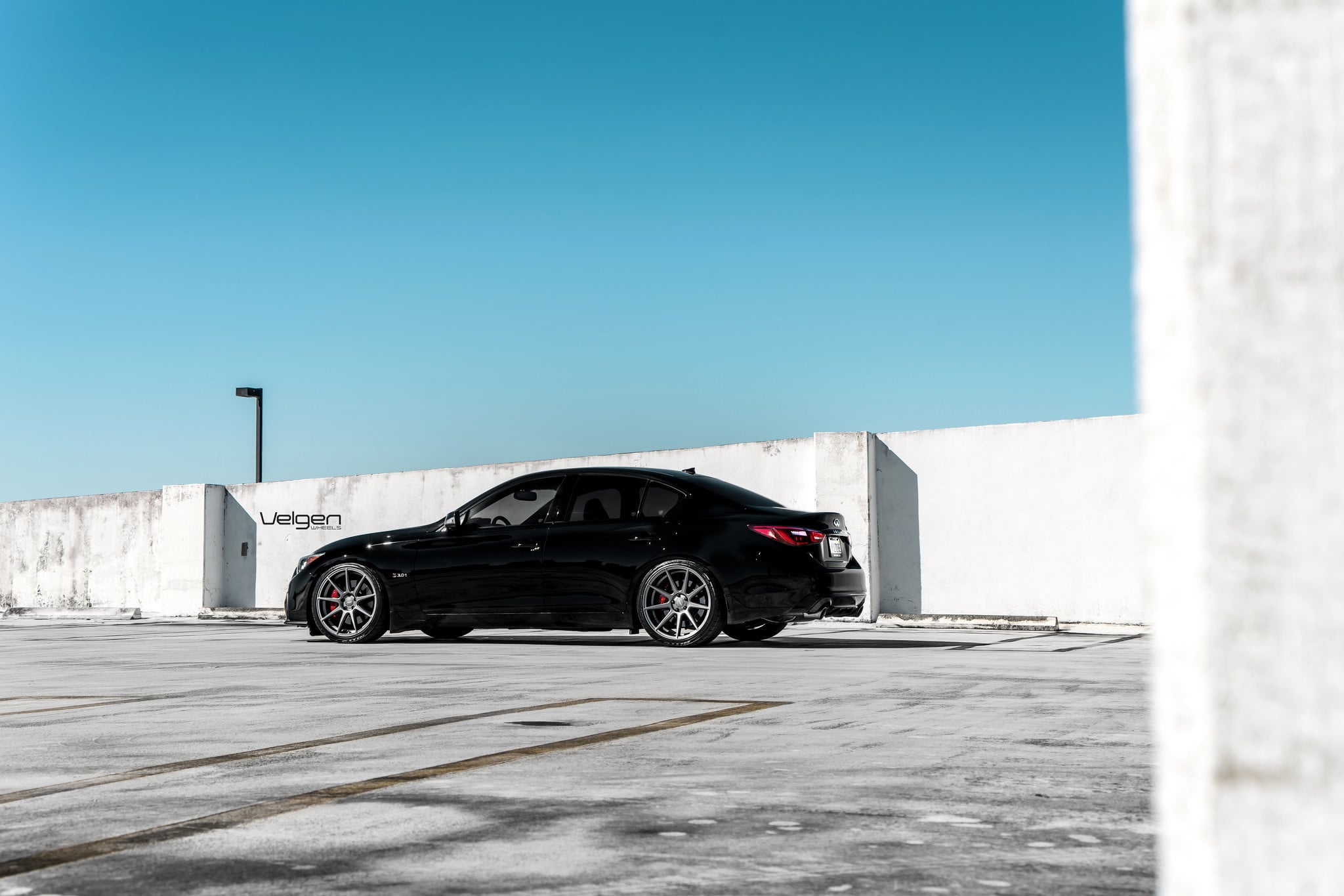 Custom Black Infiniti Q50 Side Skirts - Photo by Velgen