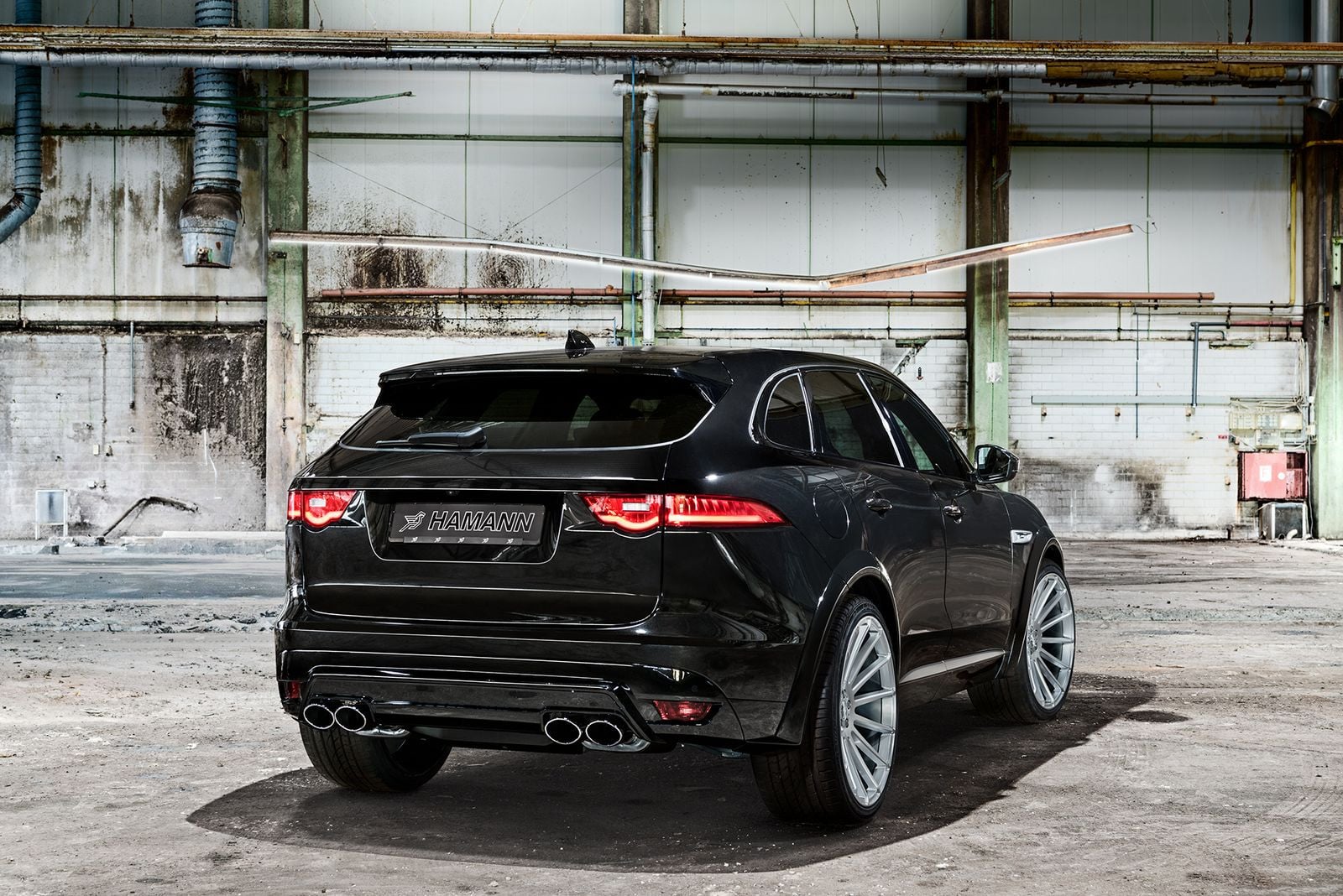 Aftermarket Rear Diffuser on Black Jaguar F-Pace - Photo by DUB Magazine