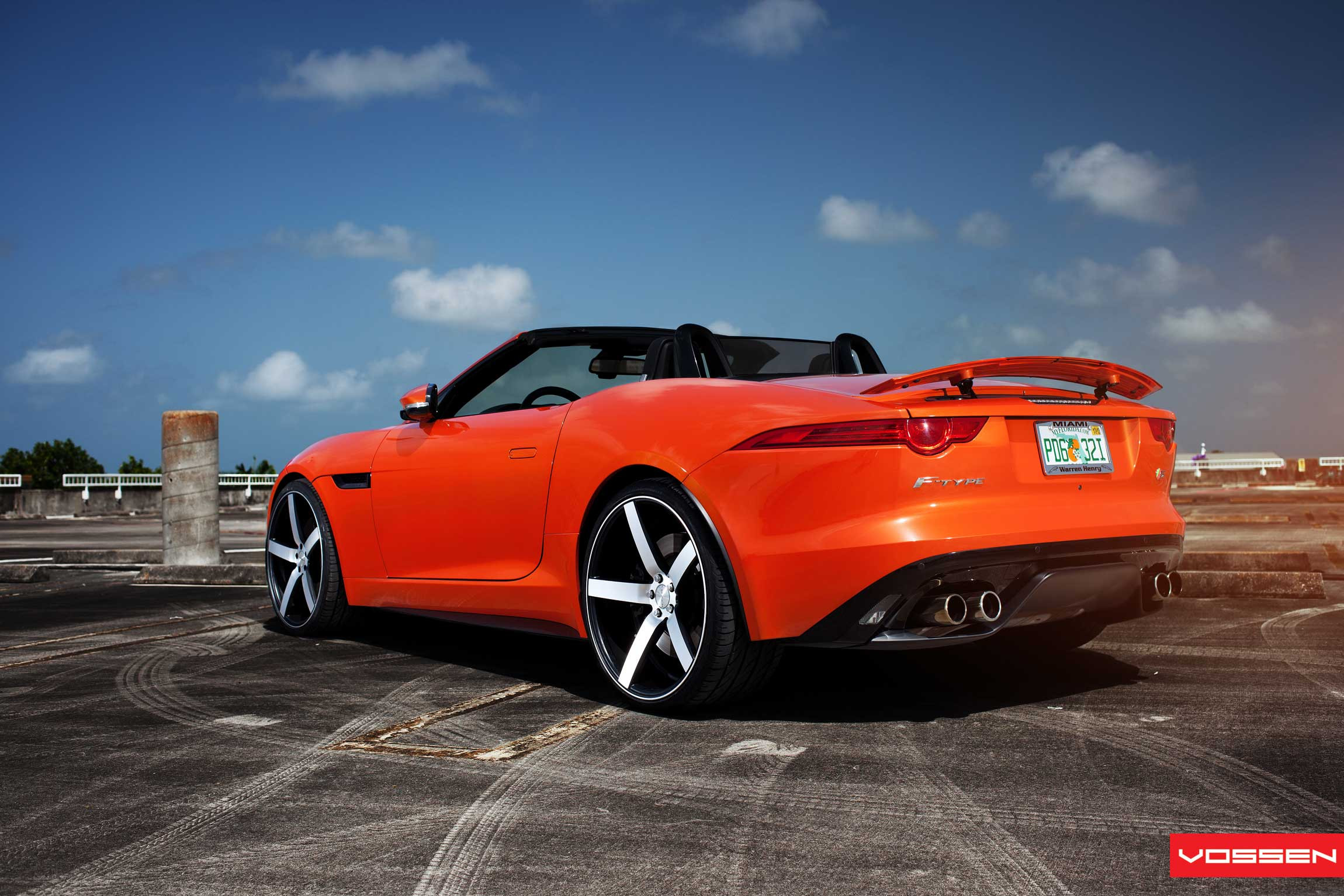 Orange Convertible Jaguar F-Type Custom Rear Diffuser - Photo by Vossen