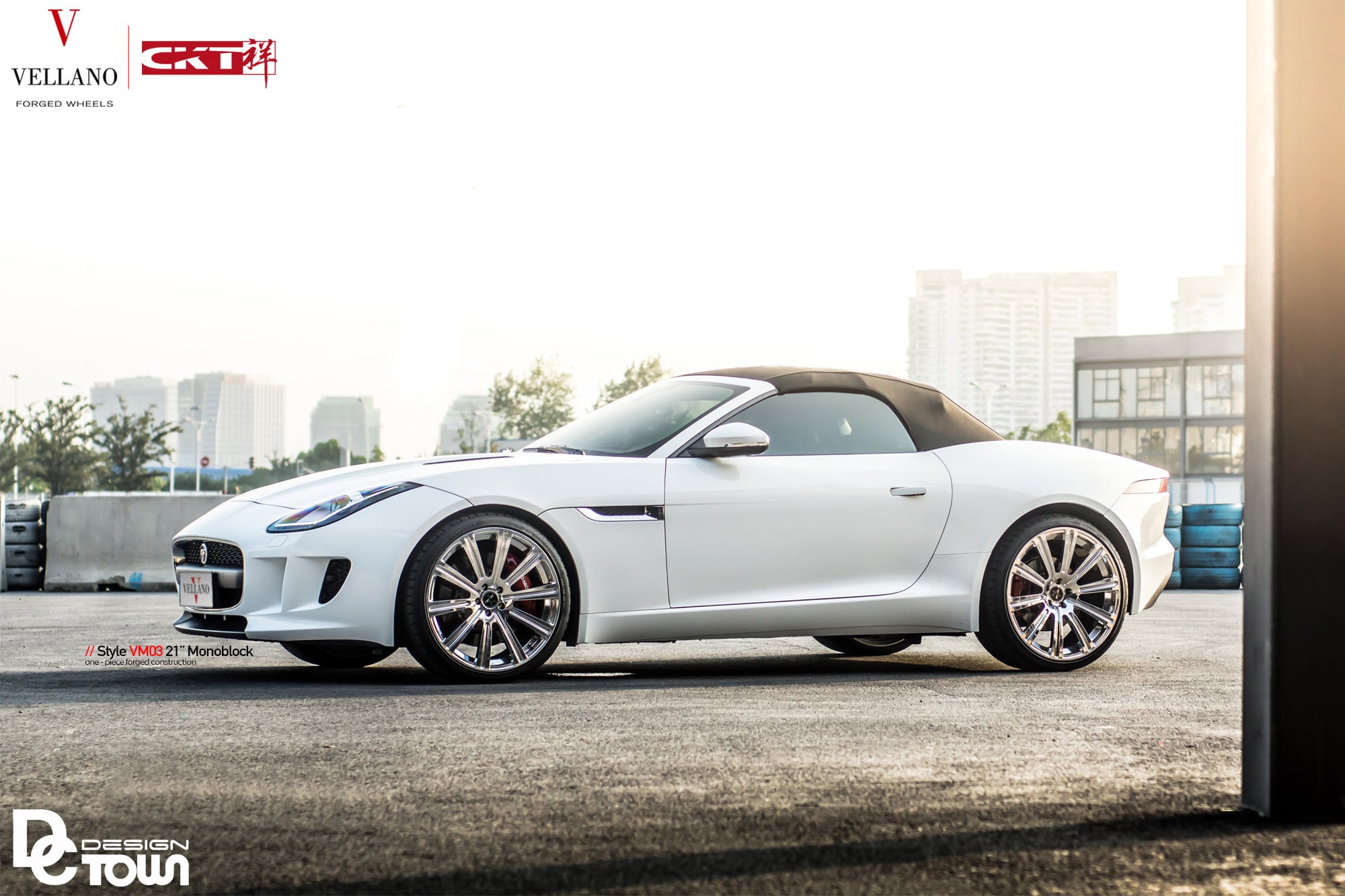 Custom White Jaguar F-Type Side Skirts - Photo by Vellano
