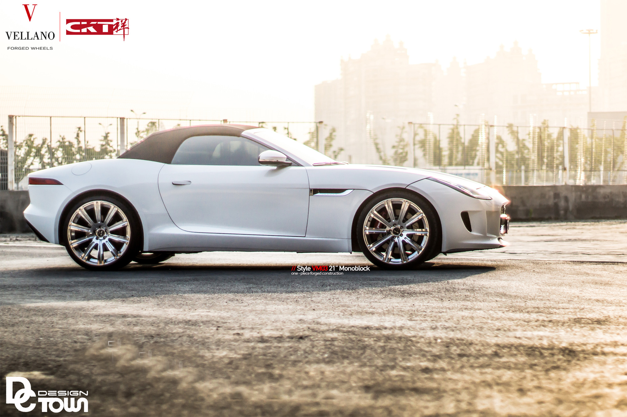 Aftermarket Front Bumper on White Jaguar F-Type - Photo by Vellano