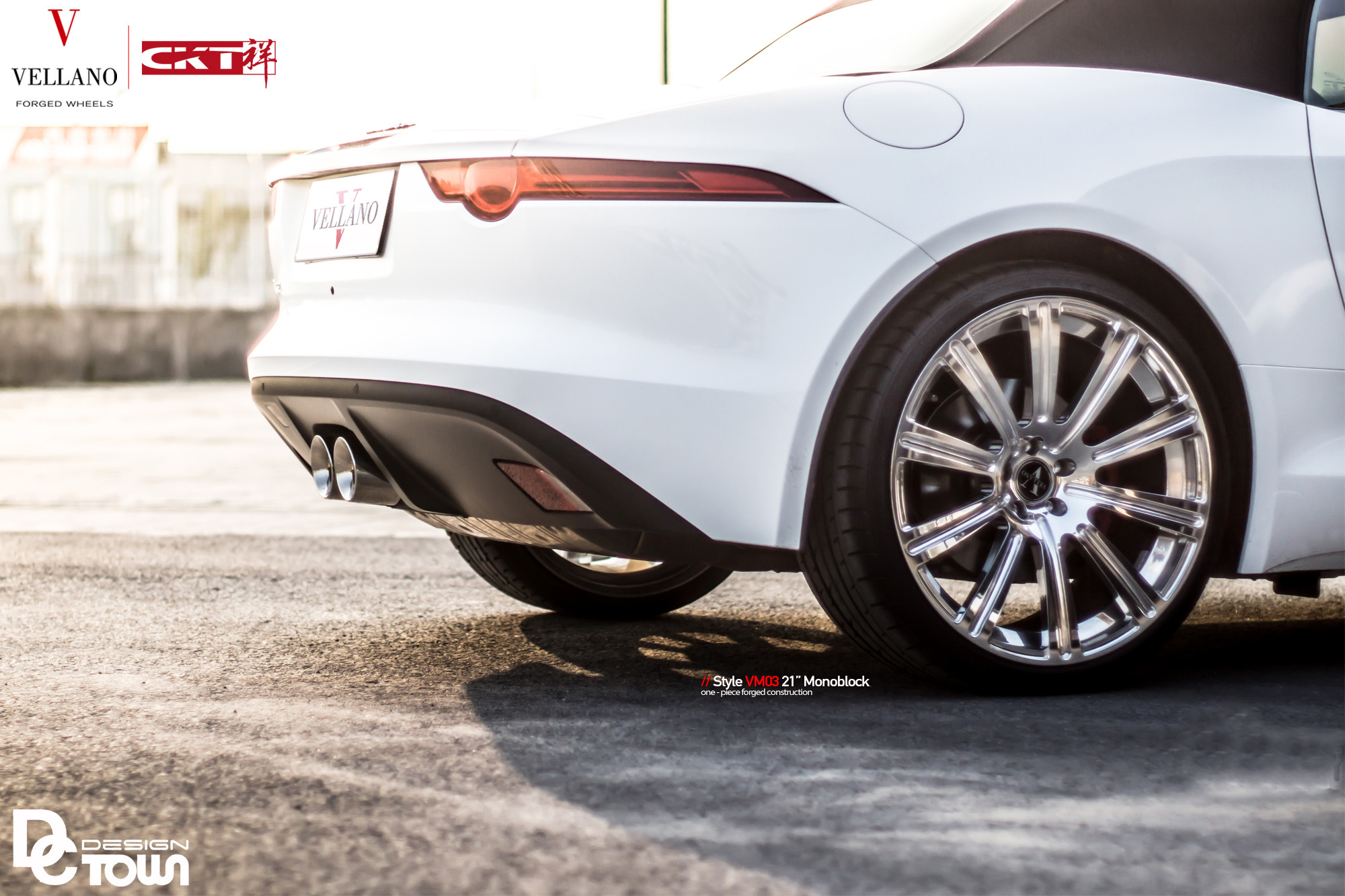 Aftermarket Rear Diffuser on White Jaguar F-Type - Photo by Vellano