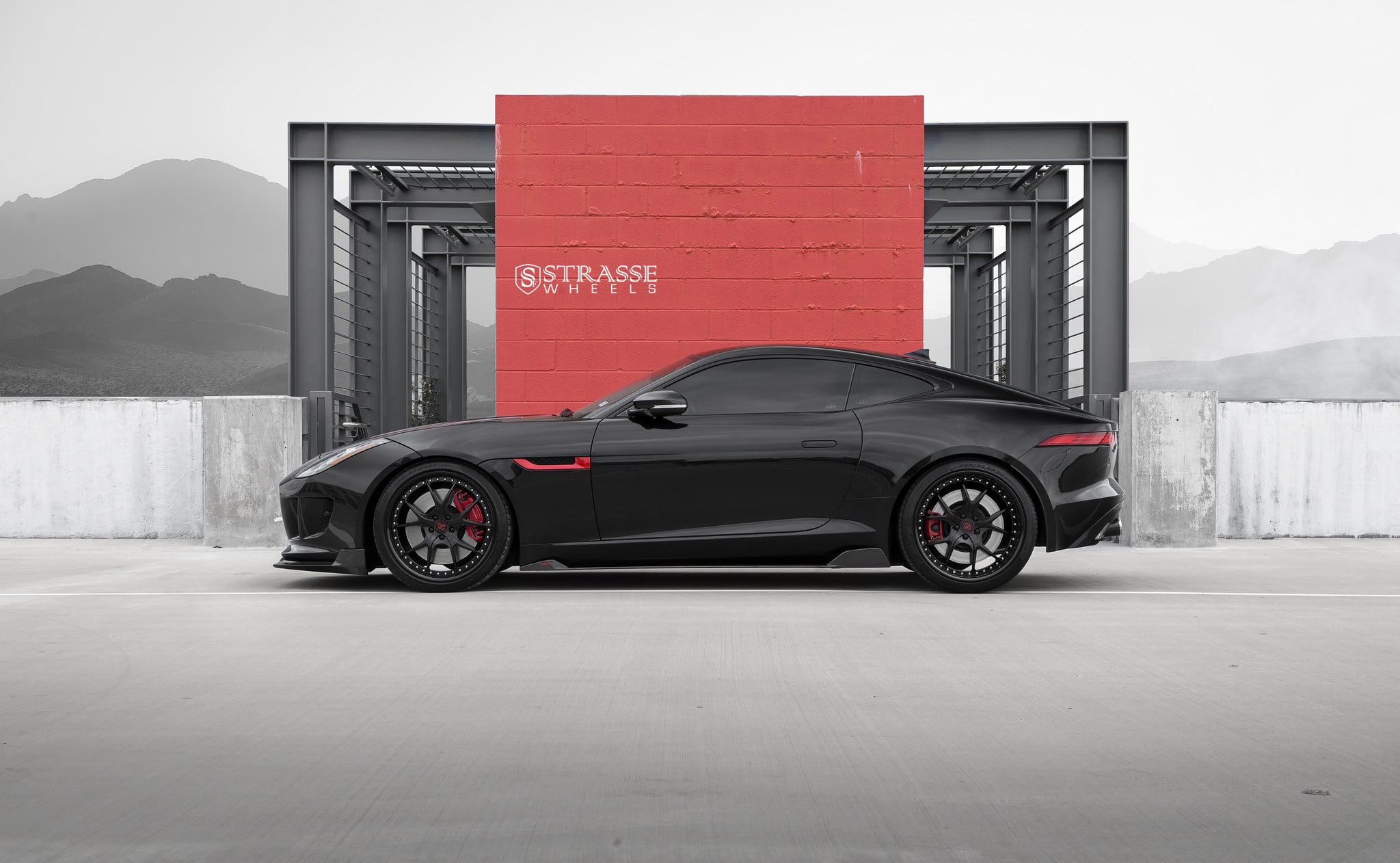 Custom Black Jaguar F-Type Side Skirts - Photo by Strasse Forged