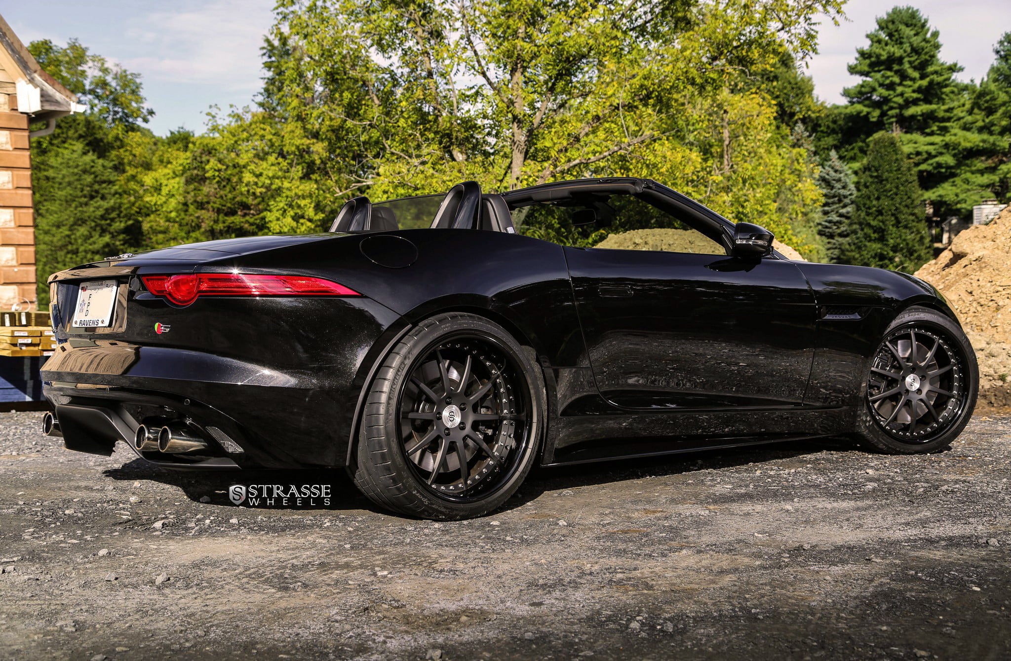 Black Convertible Jaguar F-Type with Red LED Taillights - Photo by Strasse Forged