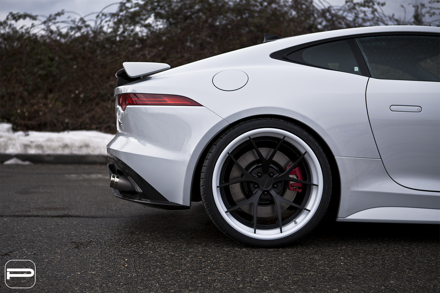 White Jaguar F-Type with Matte Black PUR Wheels - Photo by PUR Wheels
