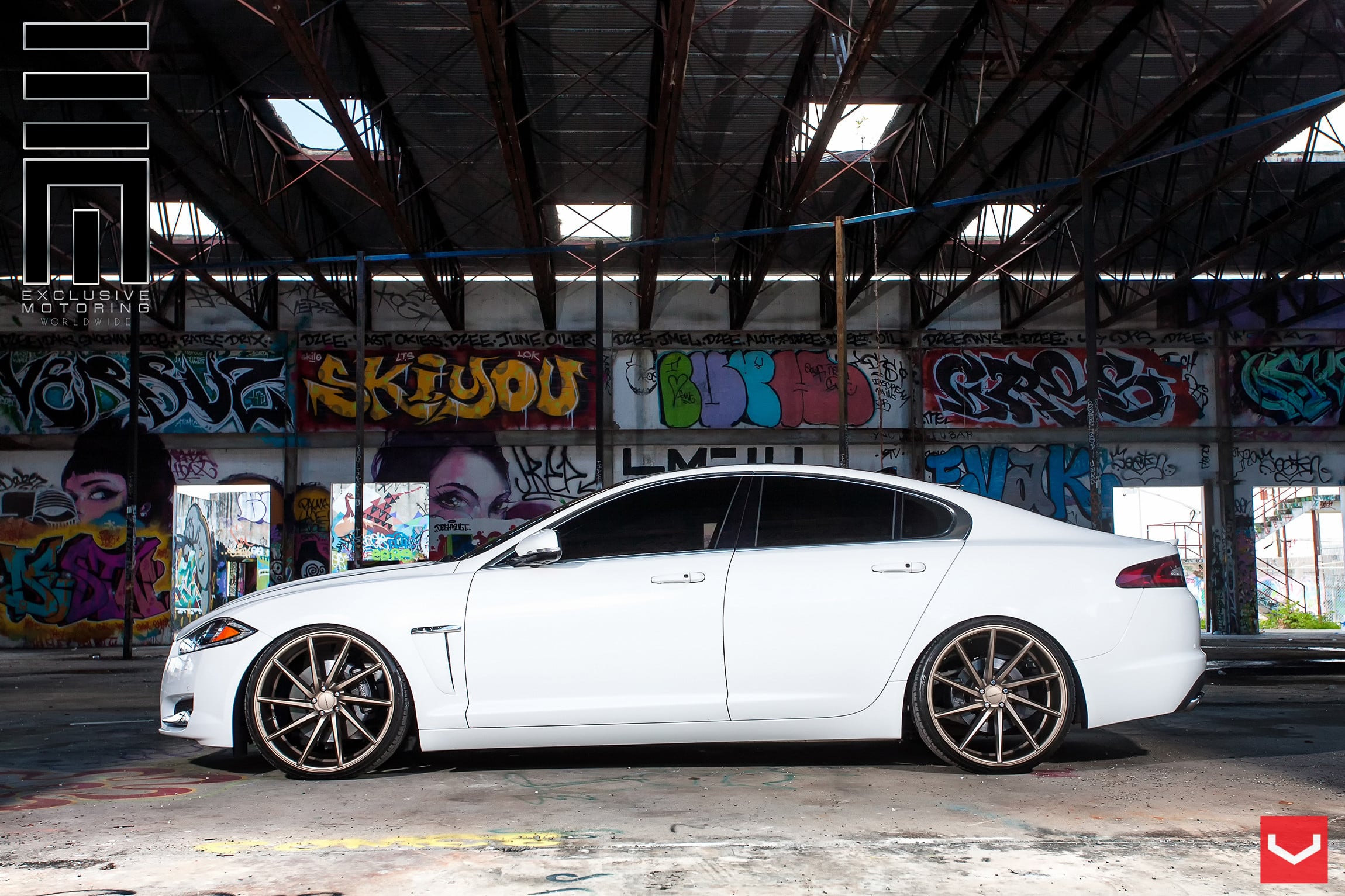 Bronze Vossen Wheels on White Jaguar XF - Photo by Vossen