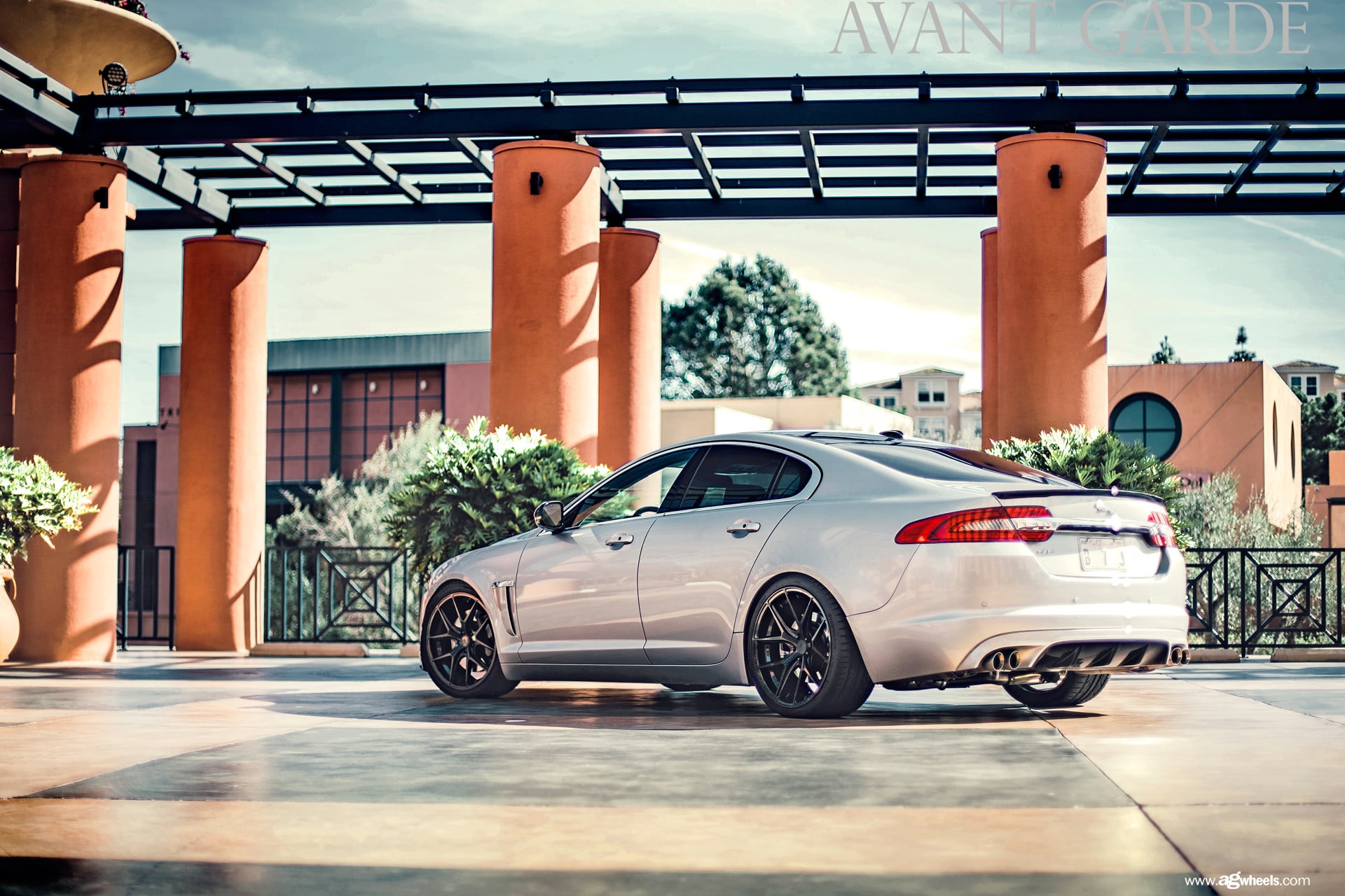 Rear Lip Spoiler on Silver Jaguar XF - Photo by Avant Garde Wheels