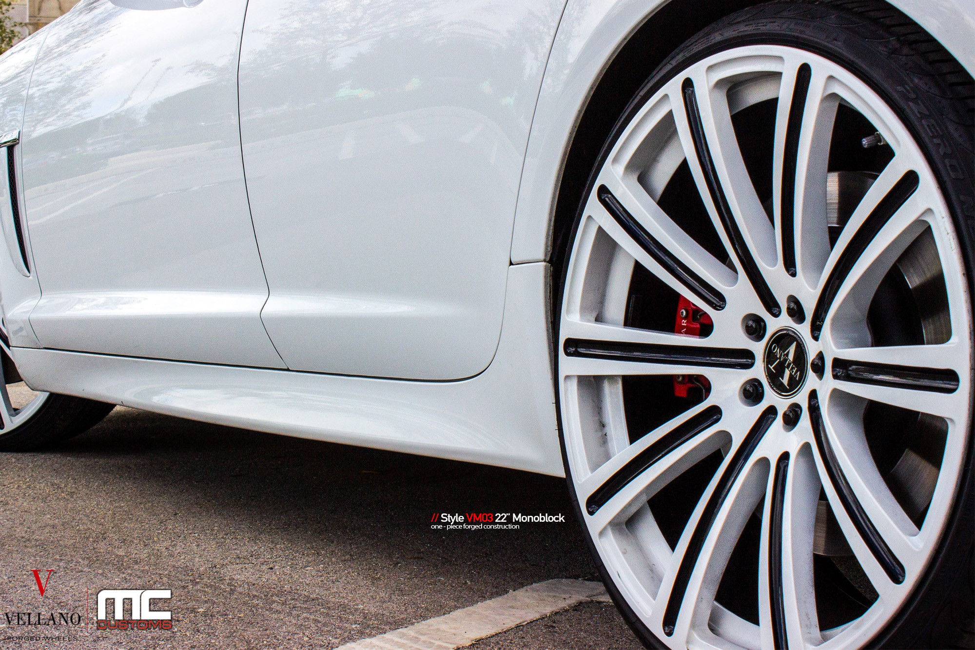 Aftermarket Side Skirts on White Jaguar XF - Photo by Vellano