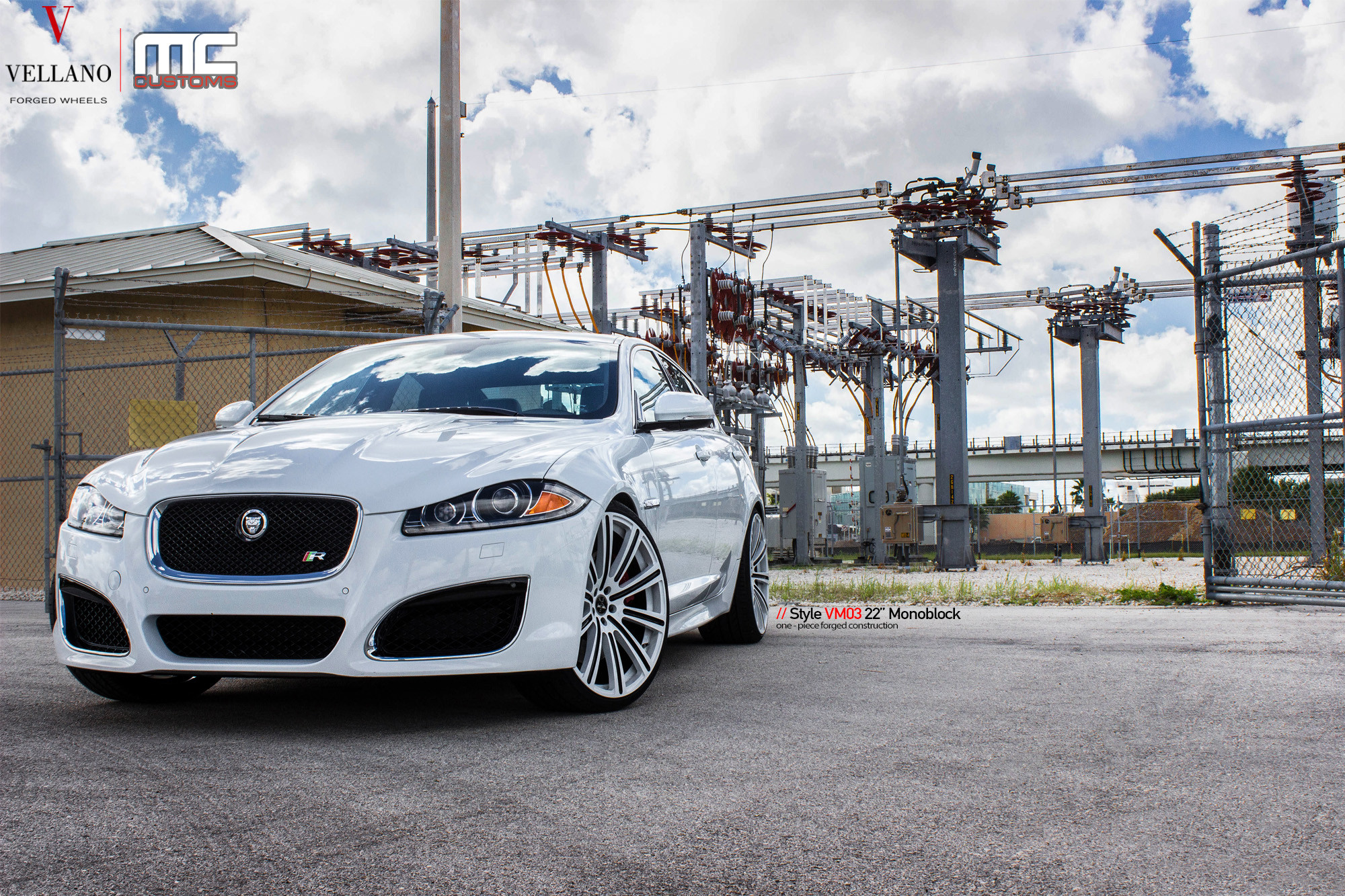 White Jaguar XF with Custom Halo Headlights - Photo by Vellano